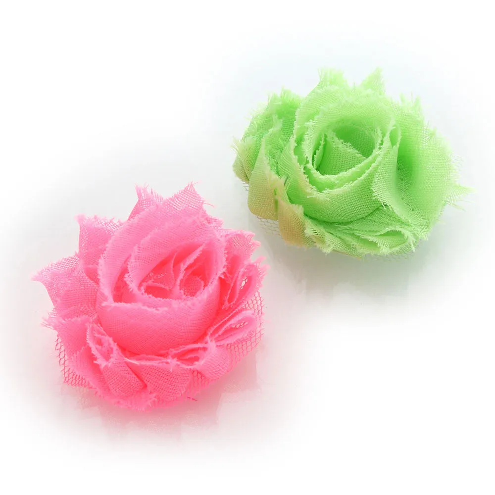 Shabby Rose Baby Hair Flower Clip Pair
