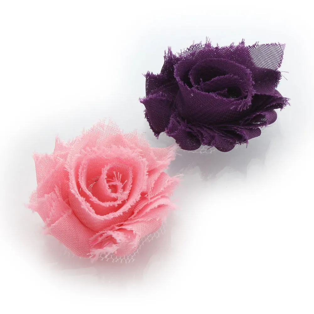 Shabby Rose Baby Hair Flower Clip Pair