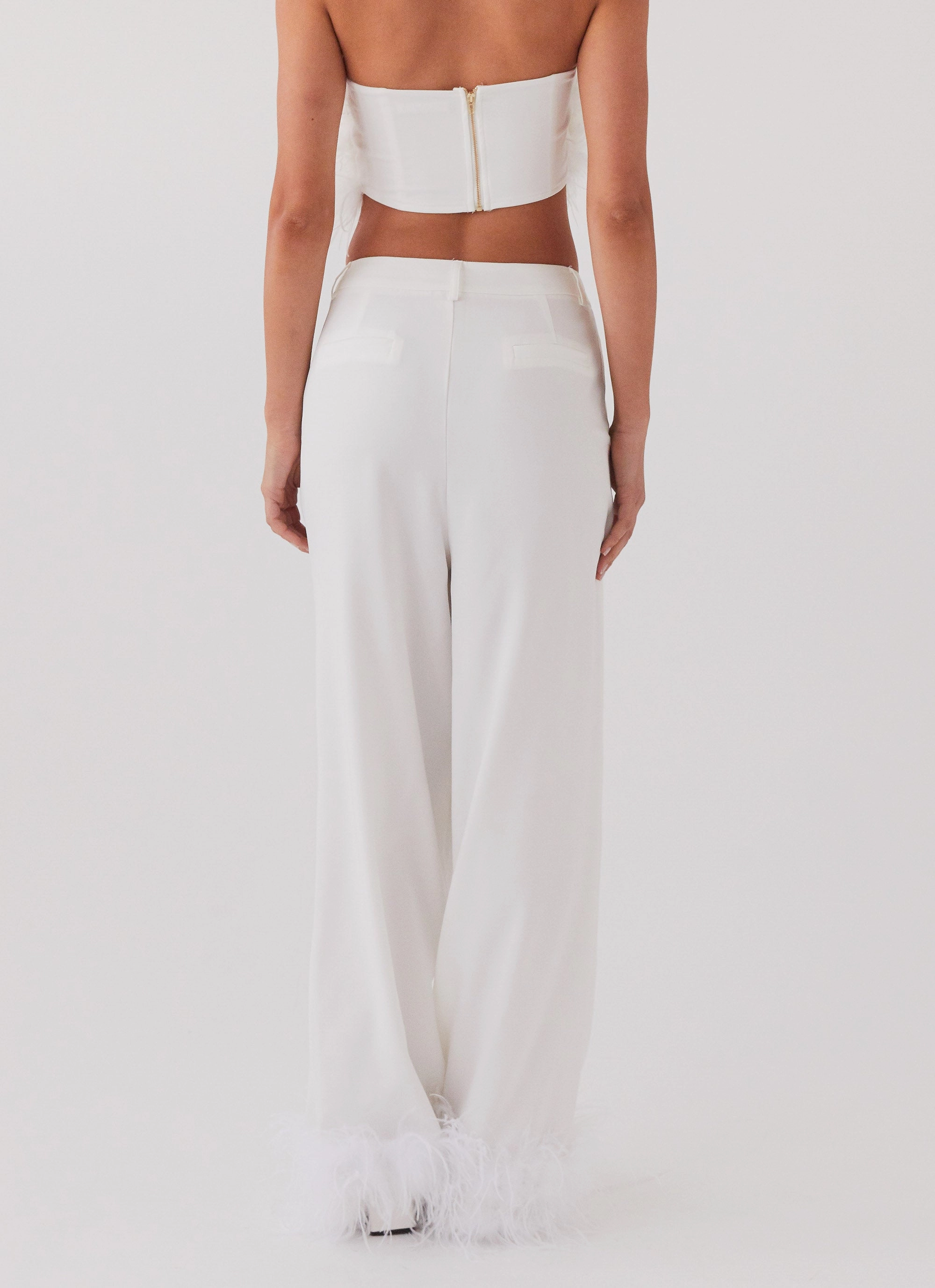 Work Essential Casual Comfort Wear Shake It Off Feather Pants - Snow