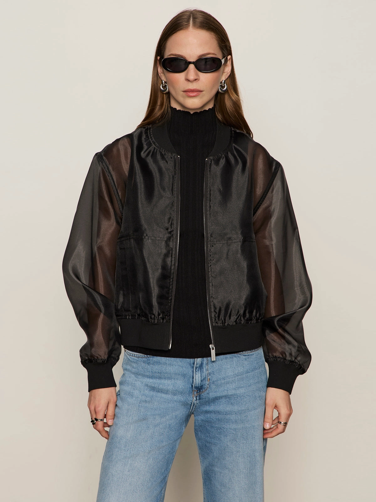 Button Snap Conversion Fearlessness Shane Organza Bomber Black