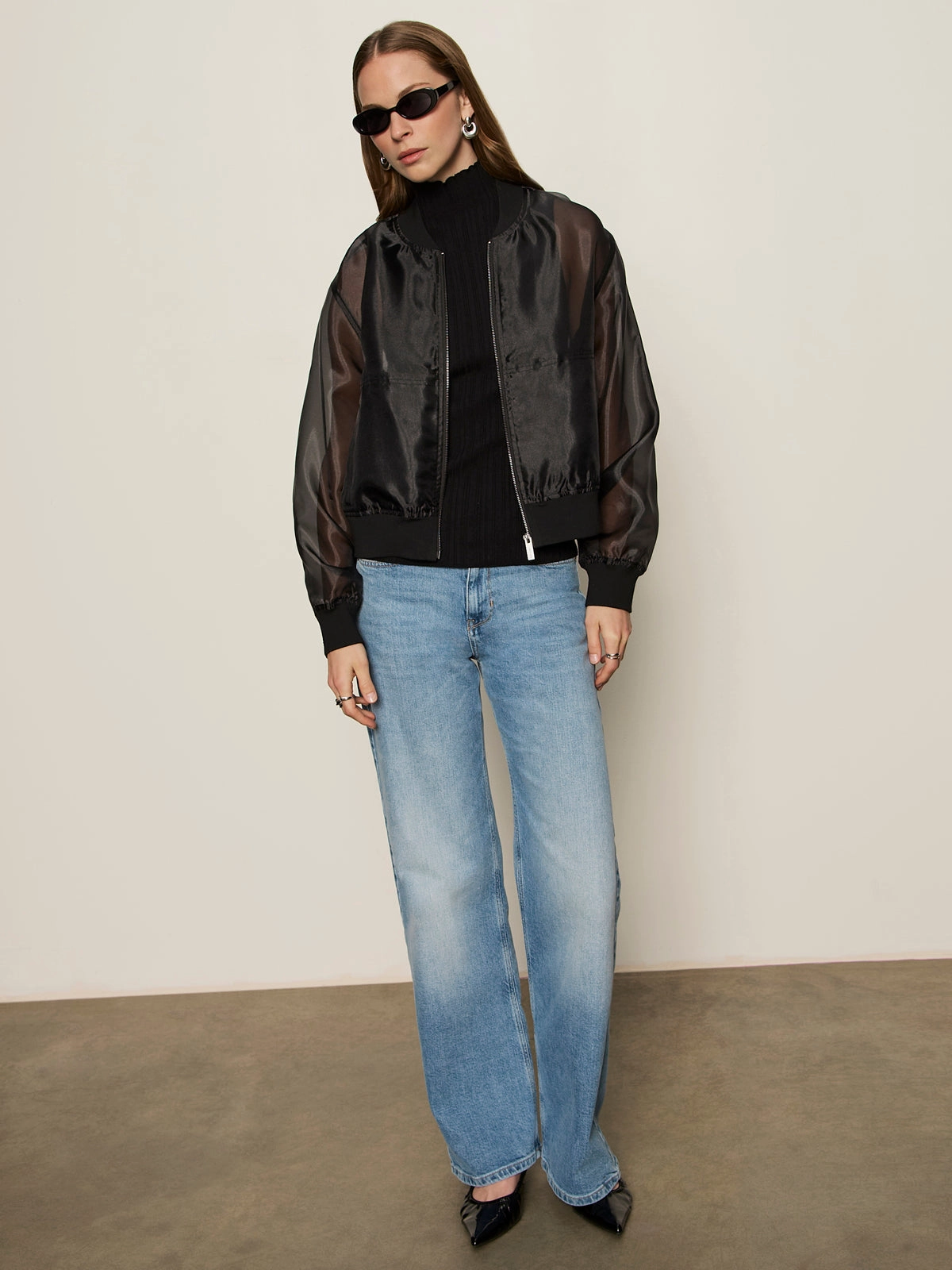 Shane Organza Bomber Black Minimal Utility Dry Touch