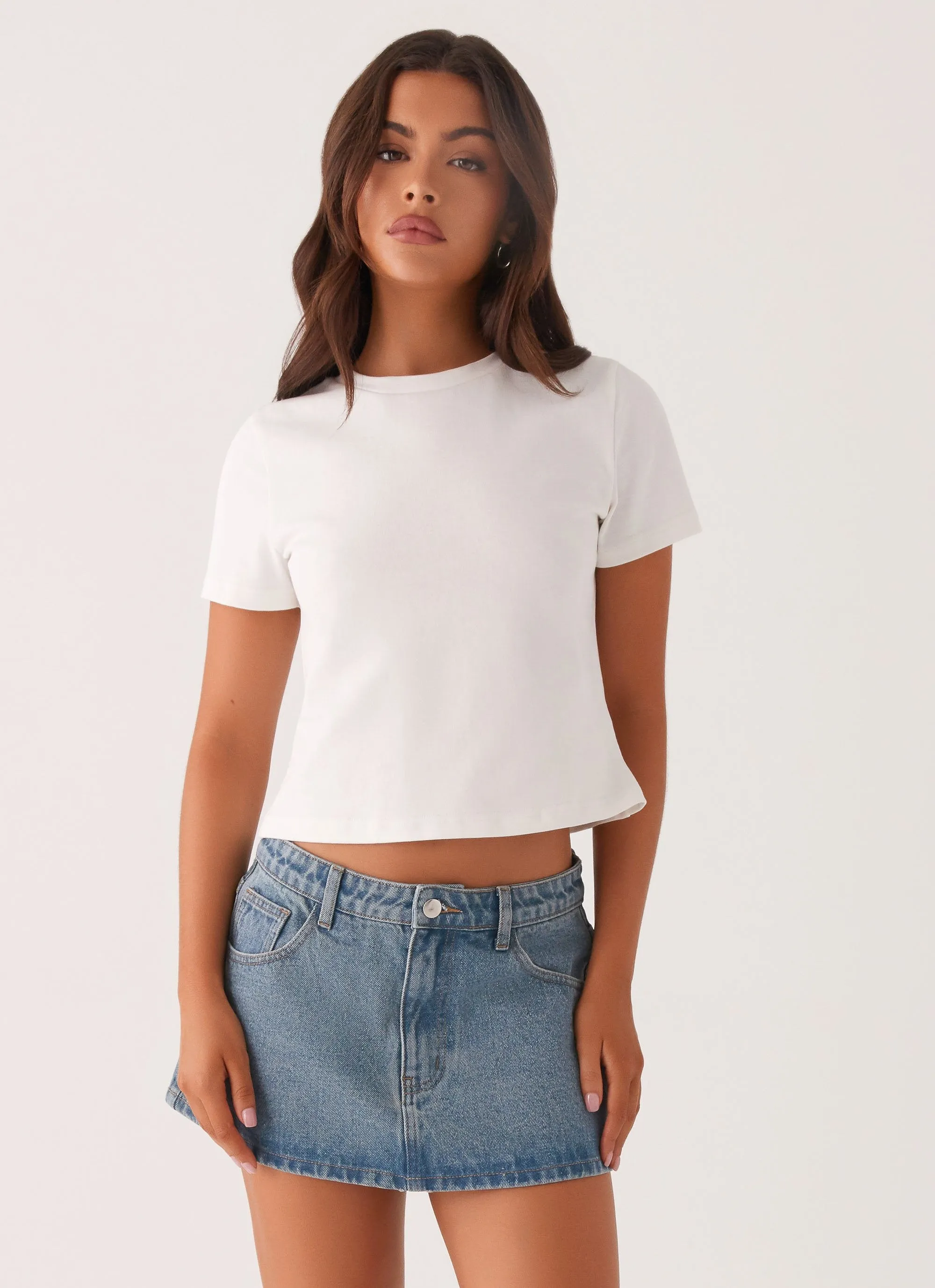 Carrie Denim Mini Skirt - Washed Indigo Comfort Style