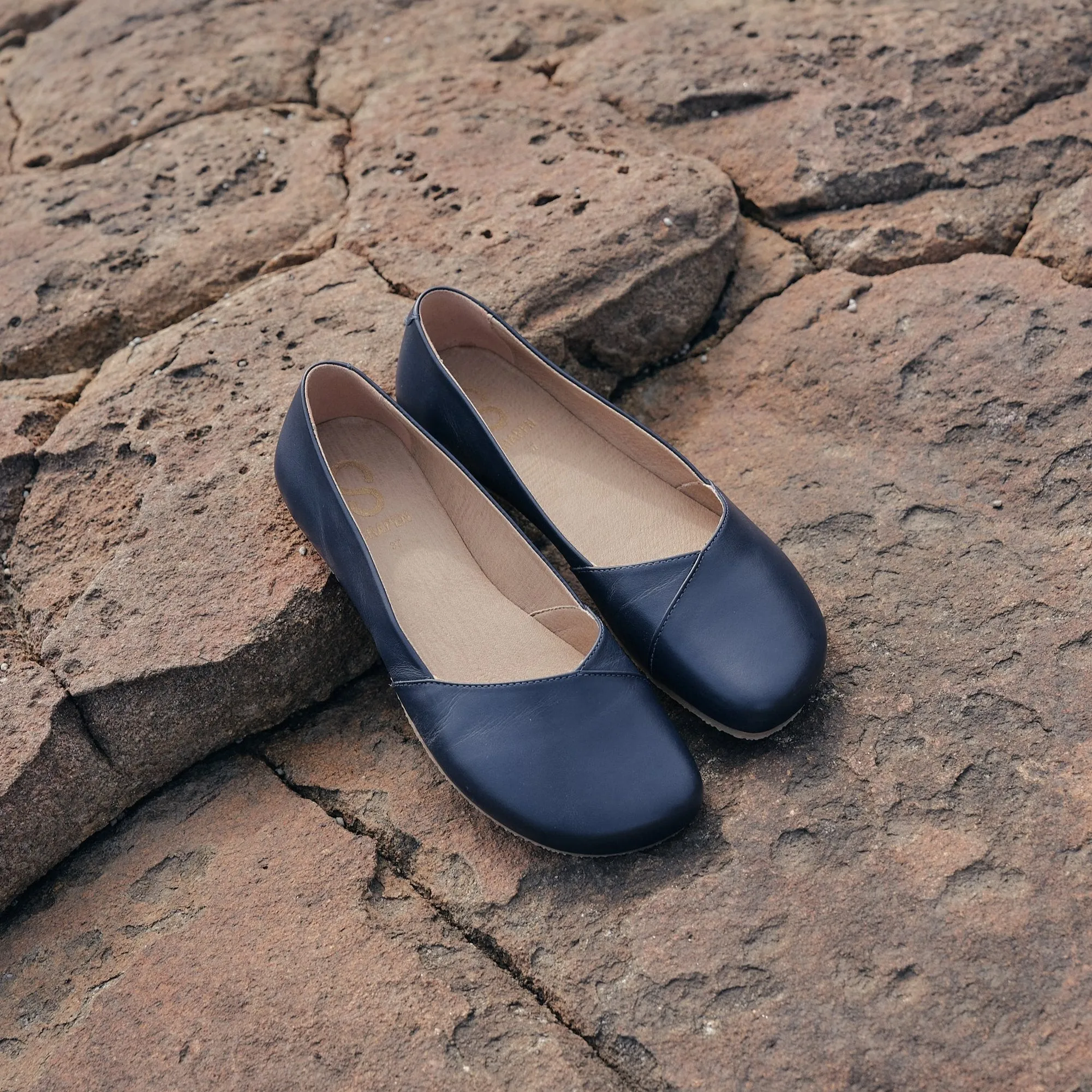 Shapen - PEONY Barefoot Ballerinas - Navy (Womens) (Wide)
