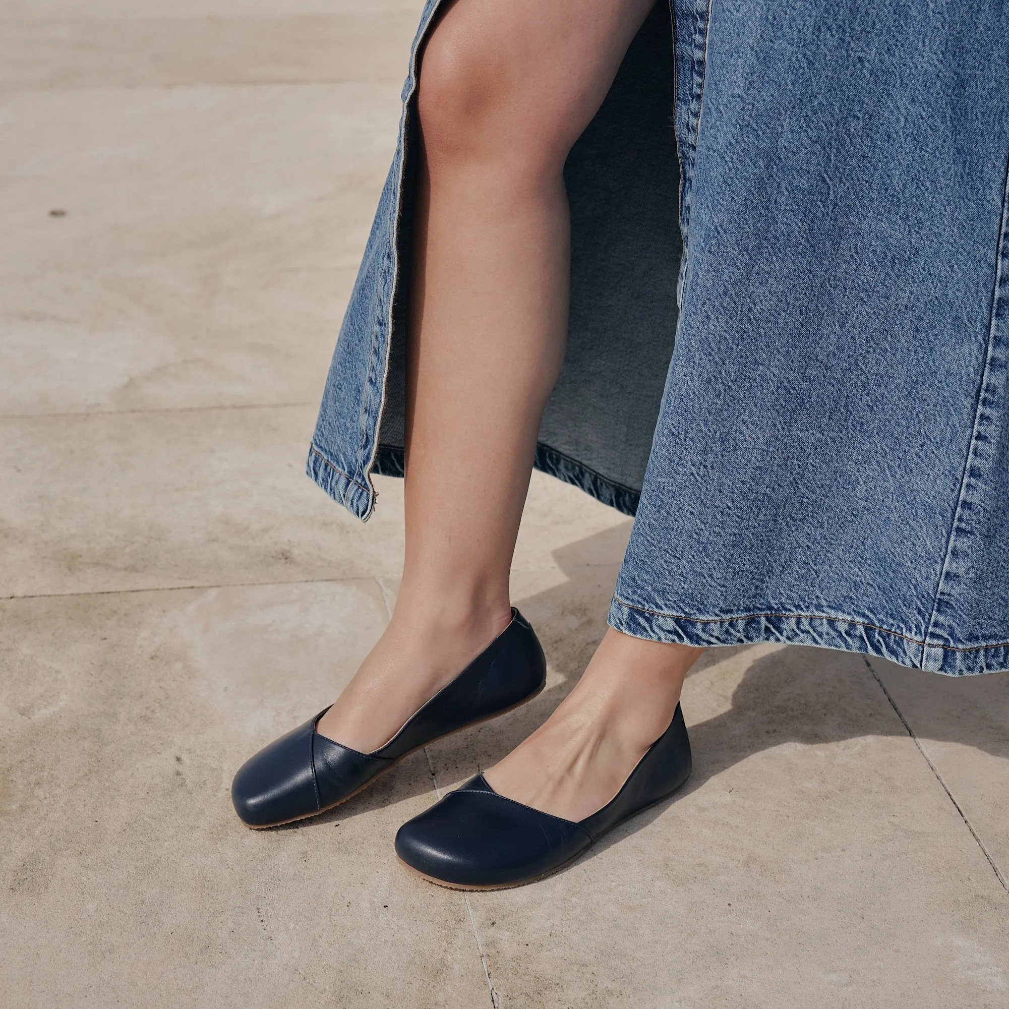 Shapen - PEONY Barefoot Ballerinas - Navy (Womens) (Wide)