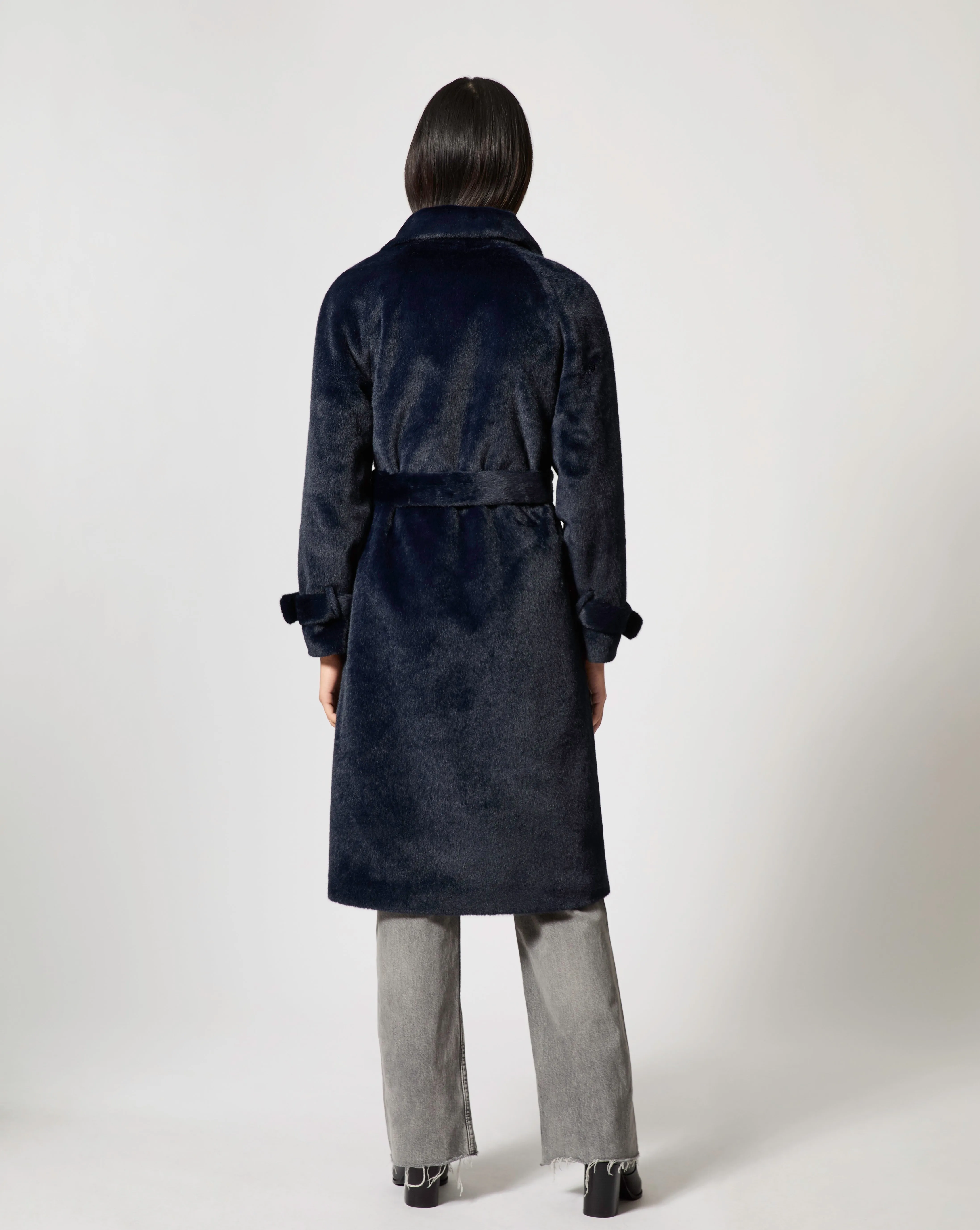 Sheared Mink Faux Fur Belted Coat