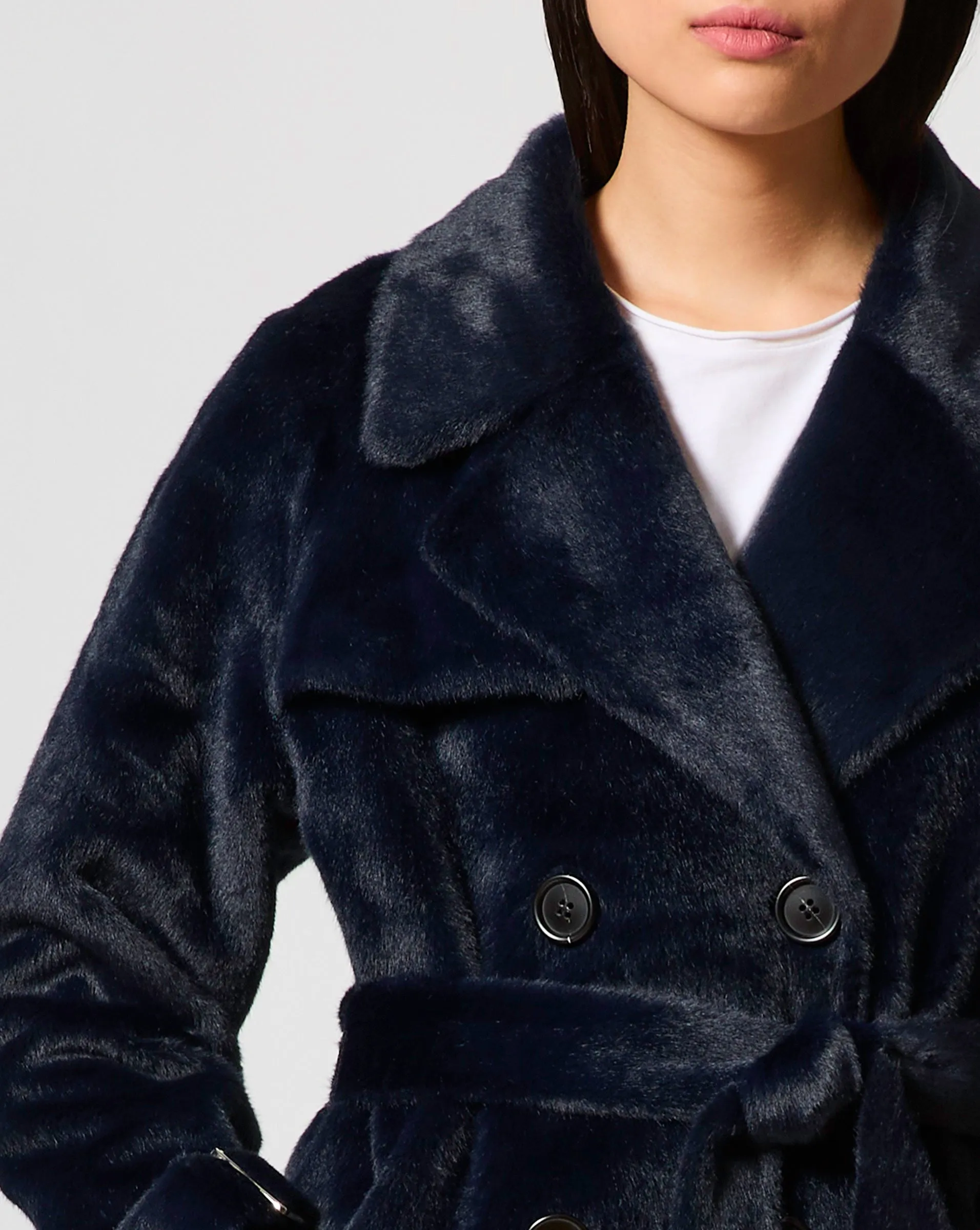 Sheared Mink Faux Fur Belted Coat