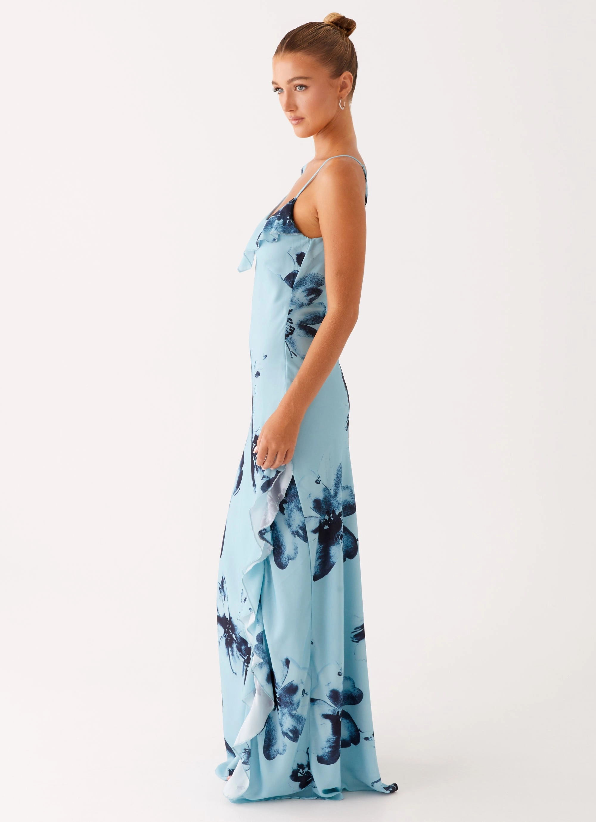 Goldsmith Maxi Dress - Blue Black Floral museum visit Subtle Charm