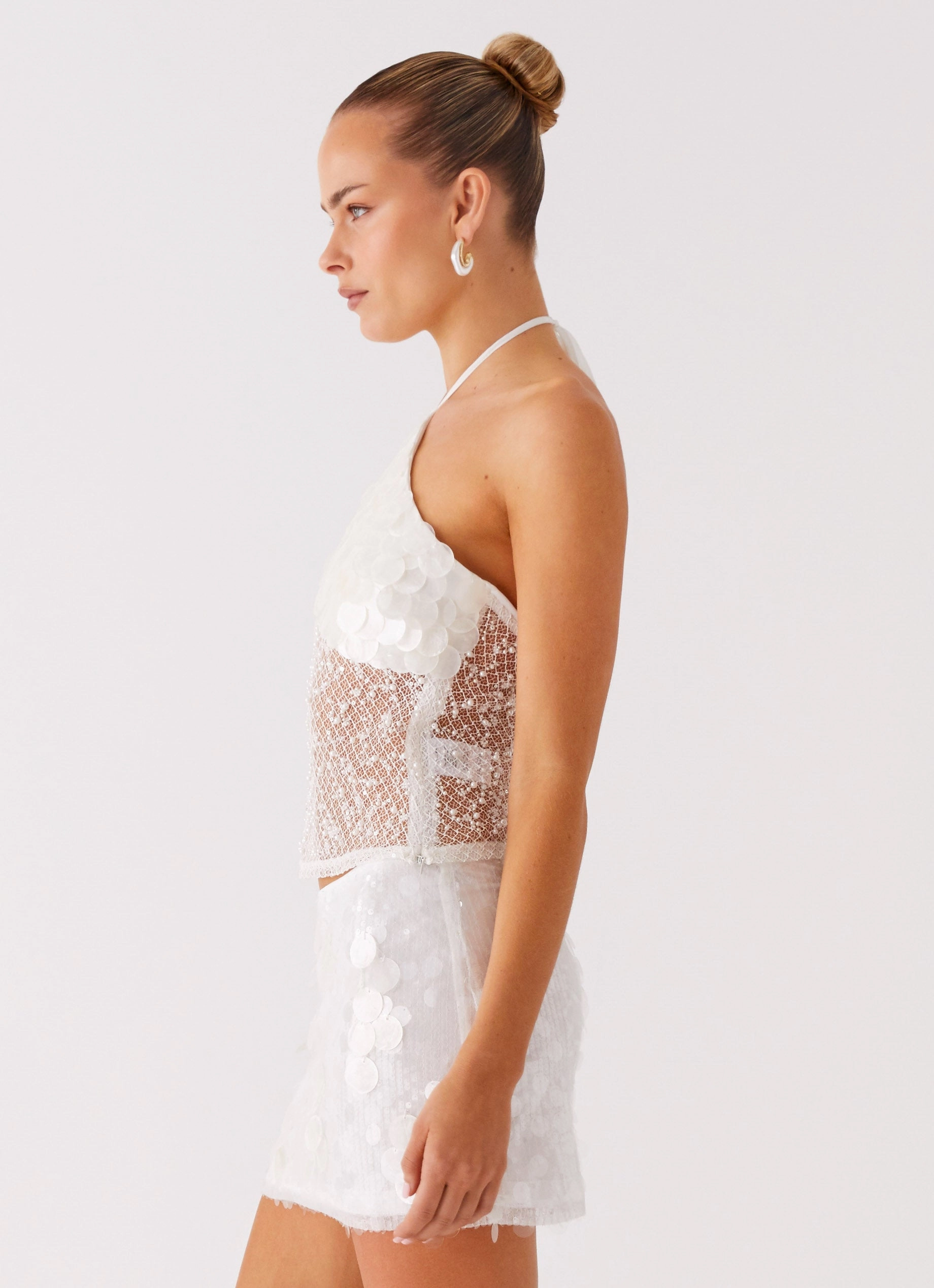 Shelly Halter Top - White Comfy Cardigan