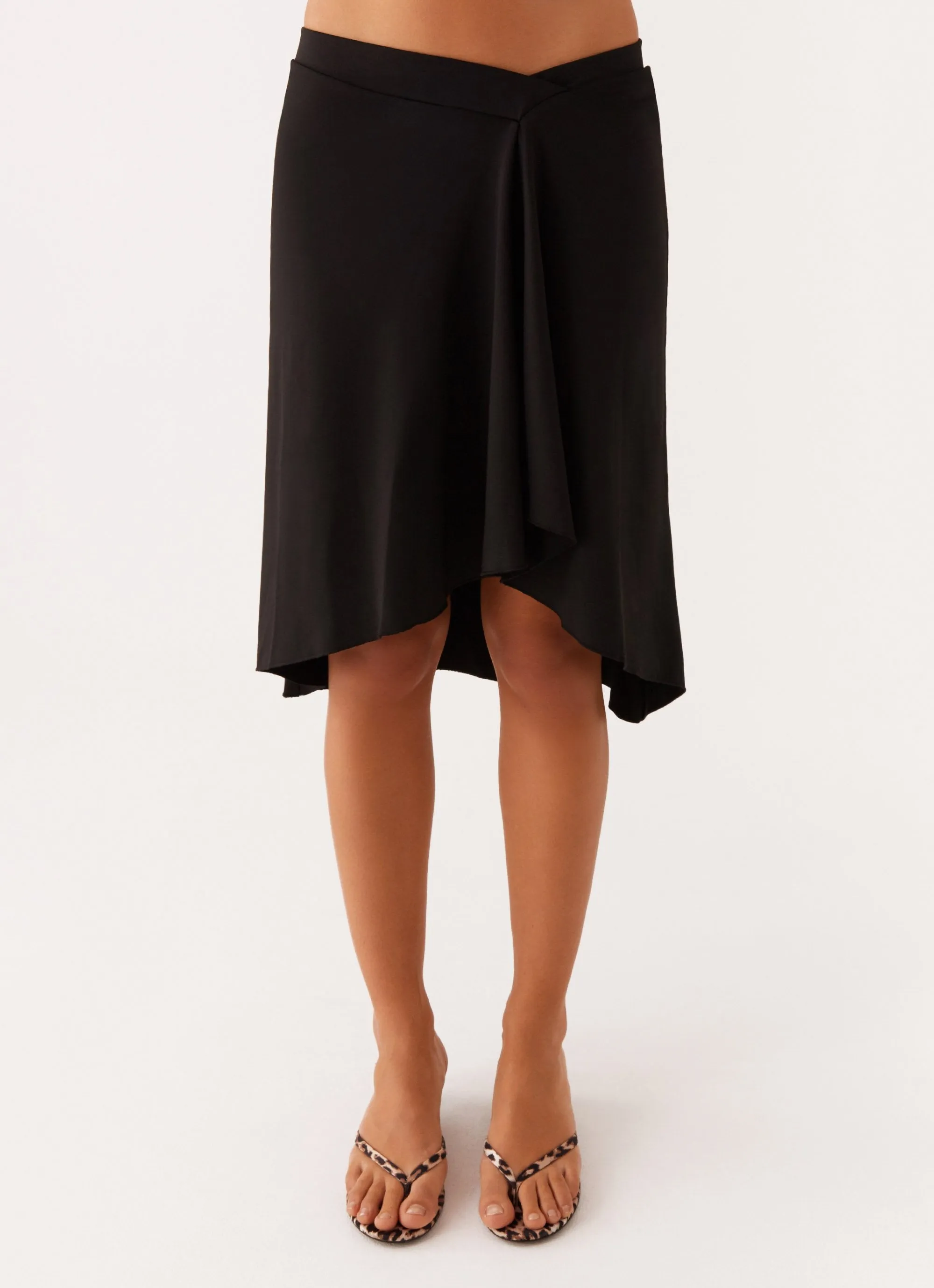 Shes A Lady Midi Skirt - Black Relaxed Comfort Look