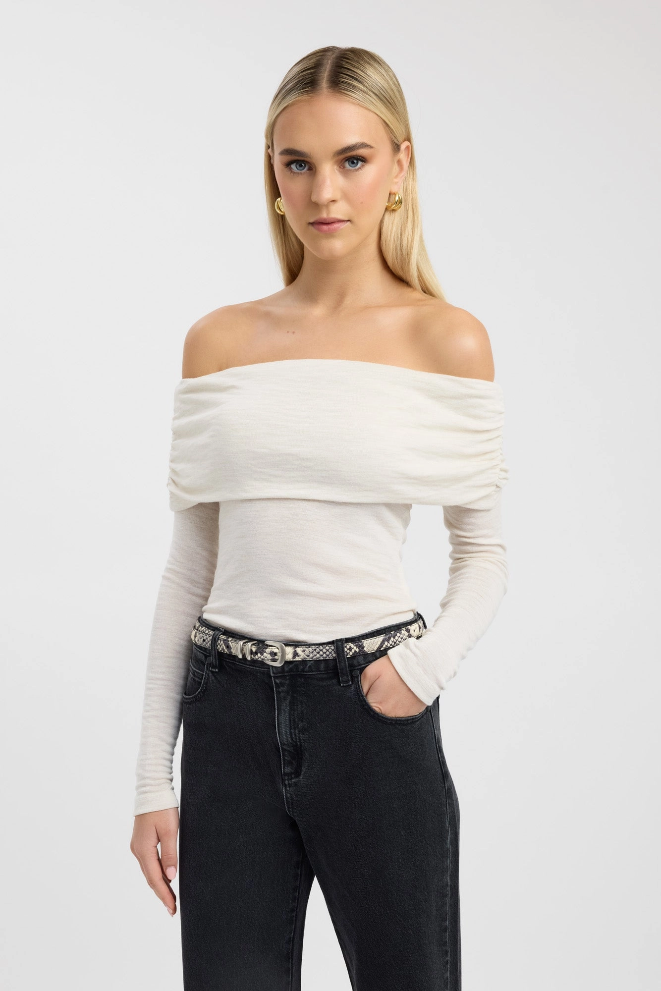 Gentle Fit Texture Tone Shiloh Fold Top