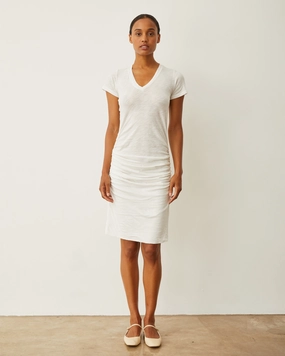 Shirred Dress Soft Design Cozy Flex Flare Swing Shirred Dress
