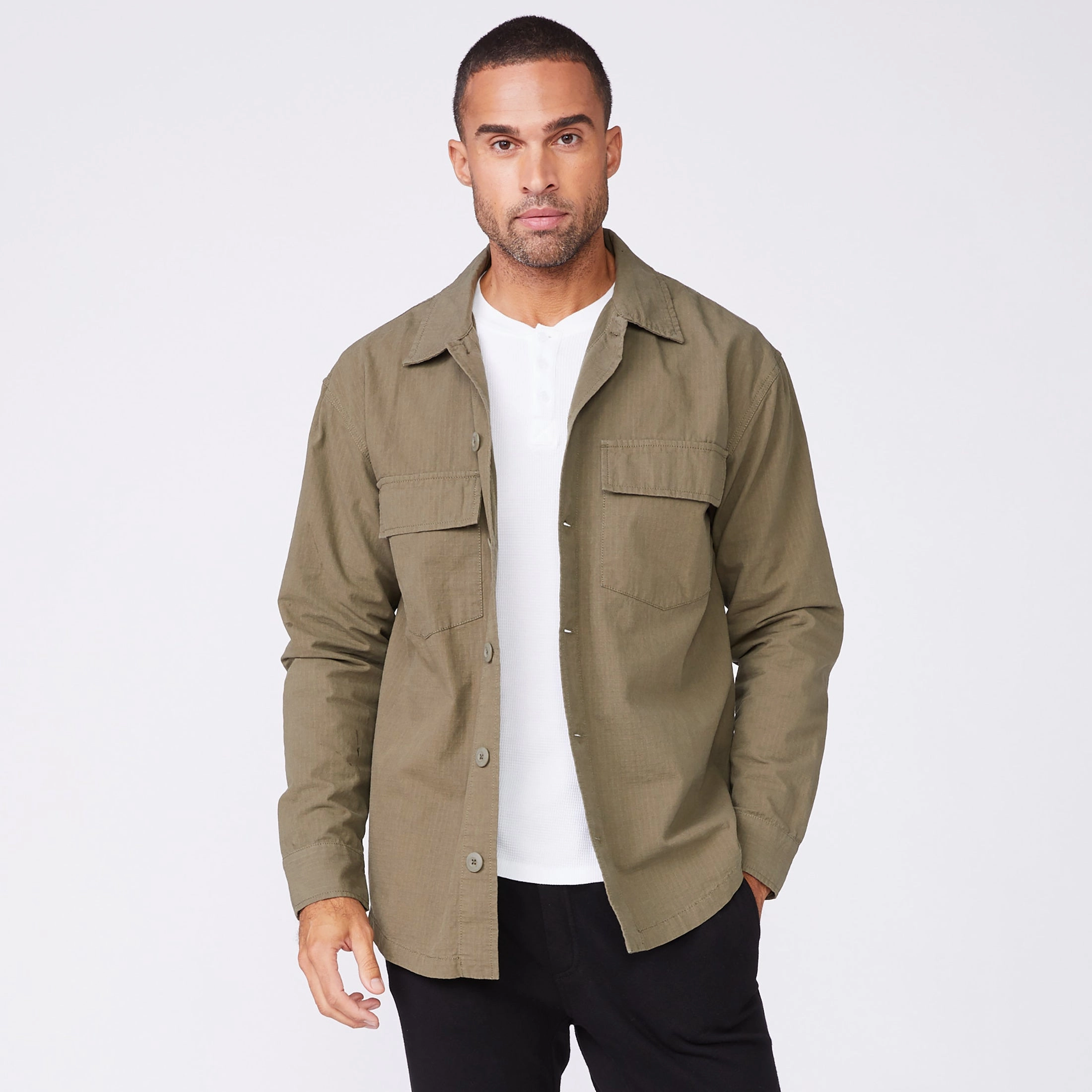 Two Tone Weave Shirt Jacket