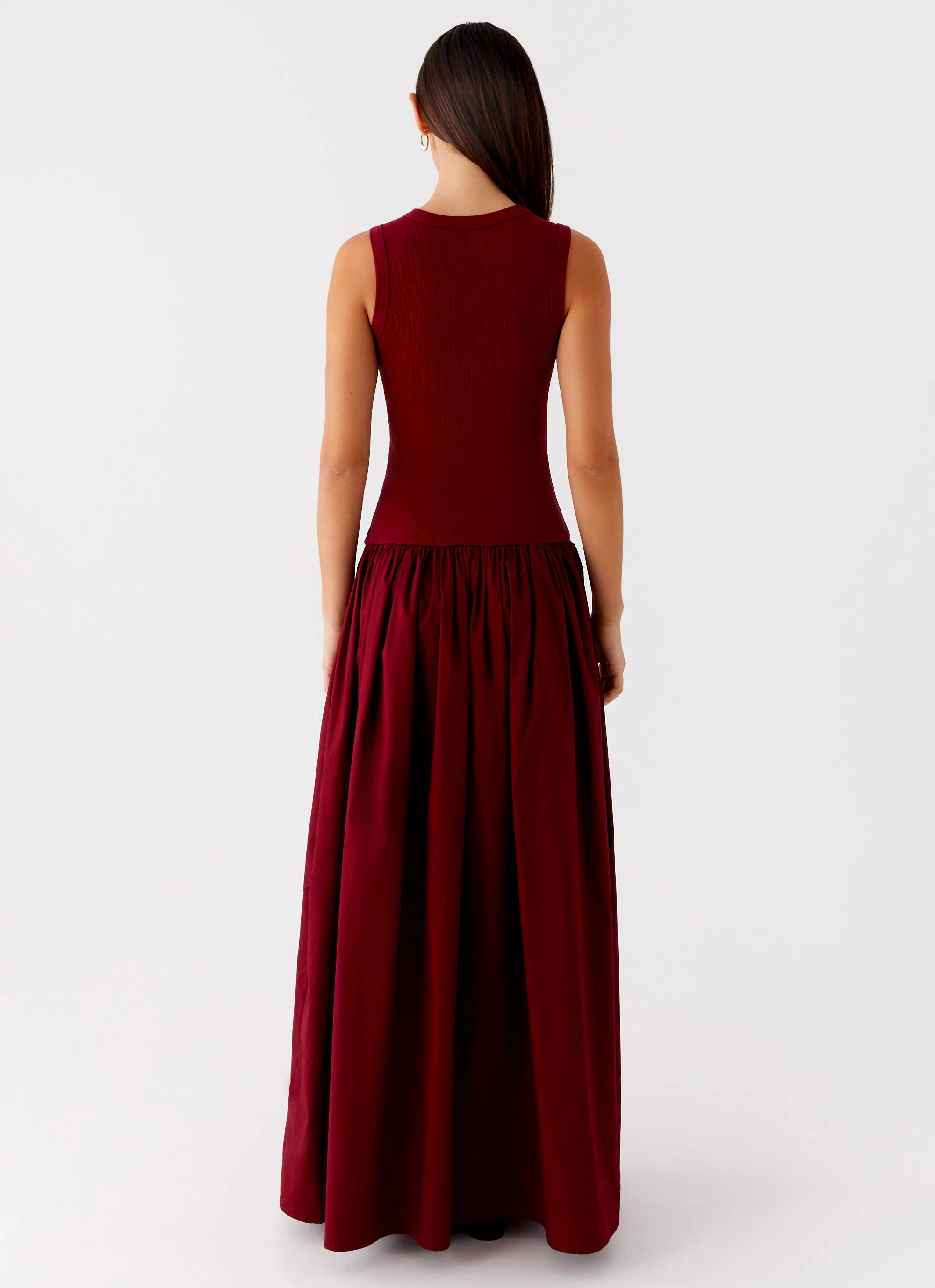 Shivani Maxi Dress - Maroon Boat-Neck Cool Fabric