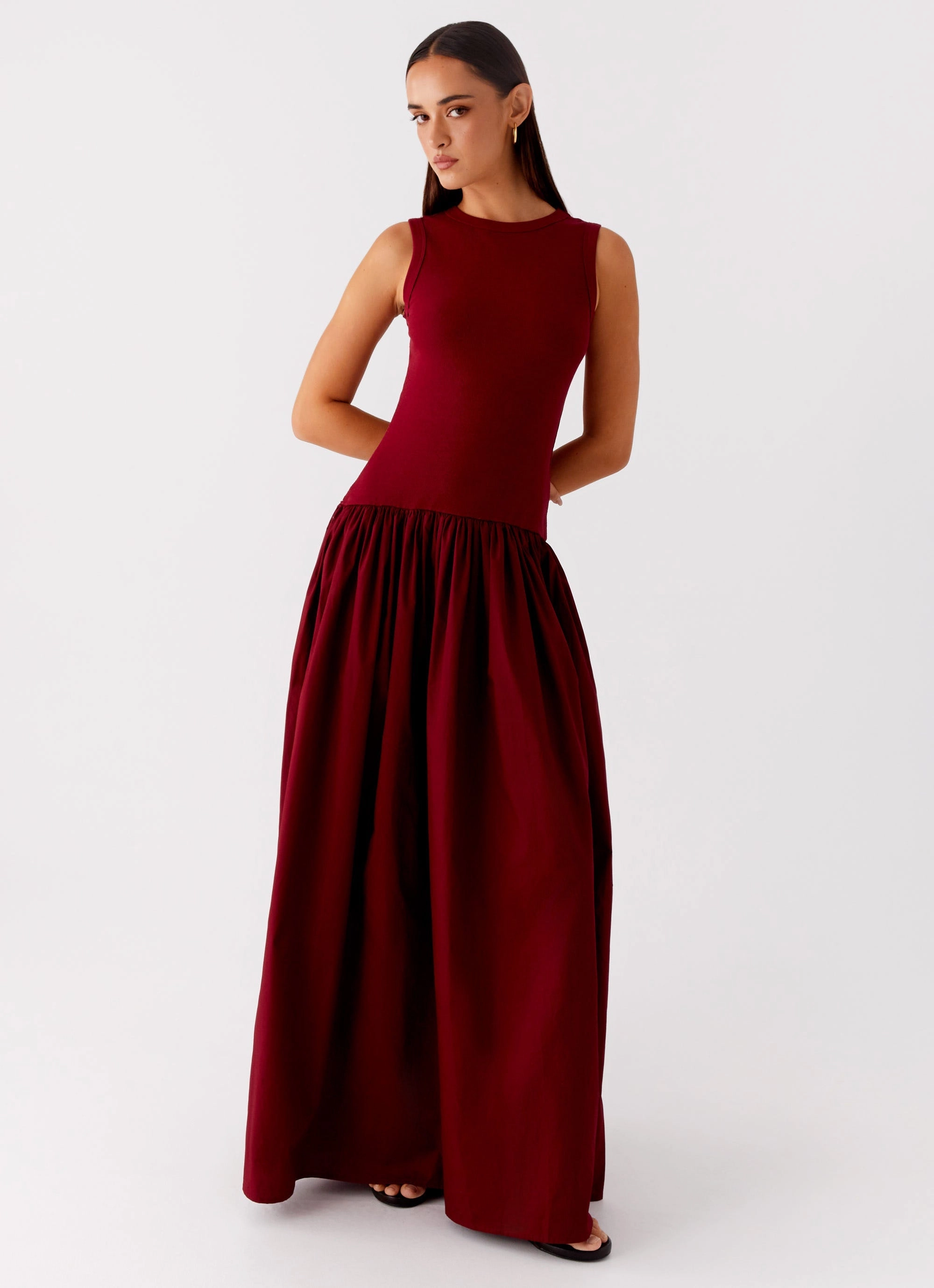 Shivani Maxi Dress - Maroon Fit Choice Subtle Glow