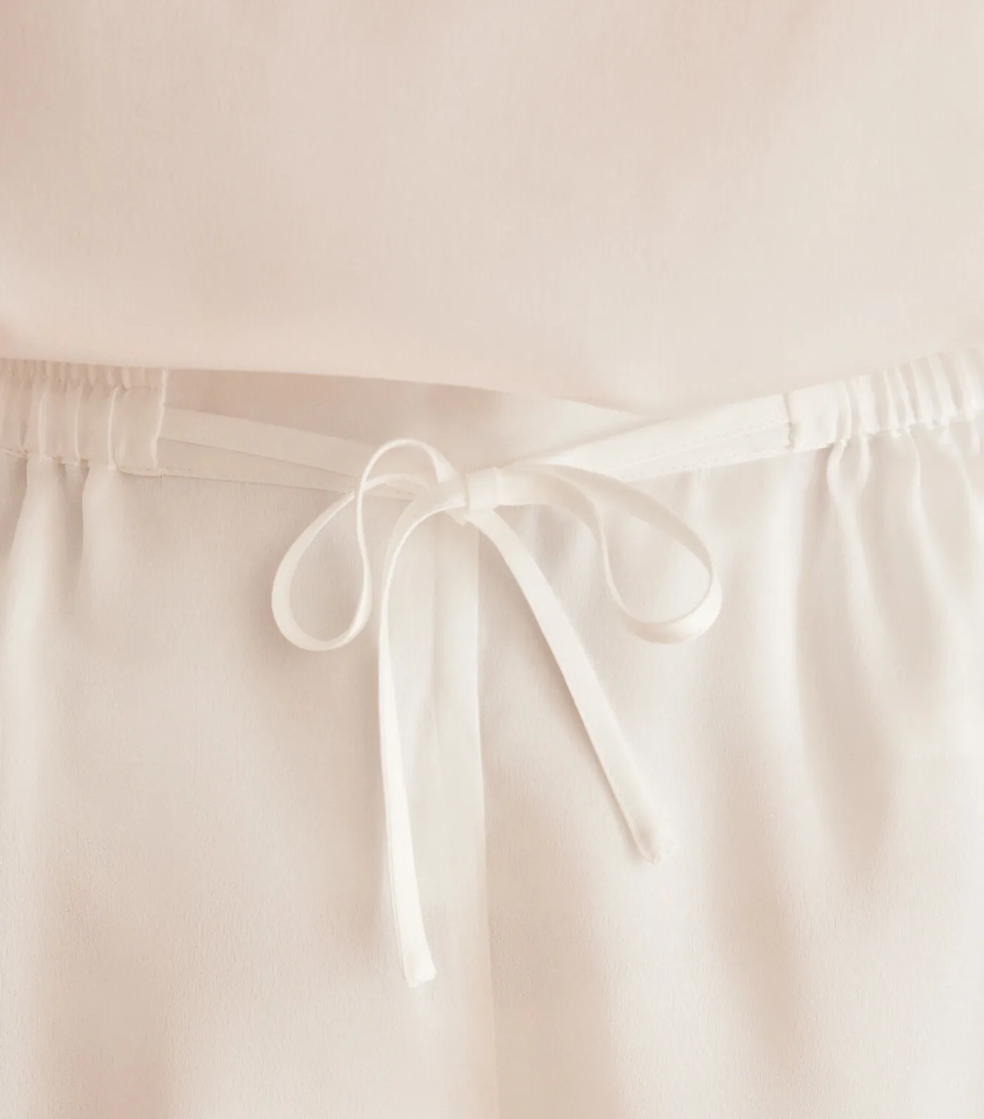 Short Satin Pajama Set White