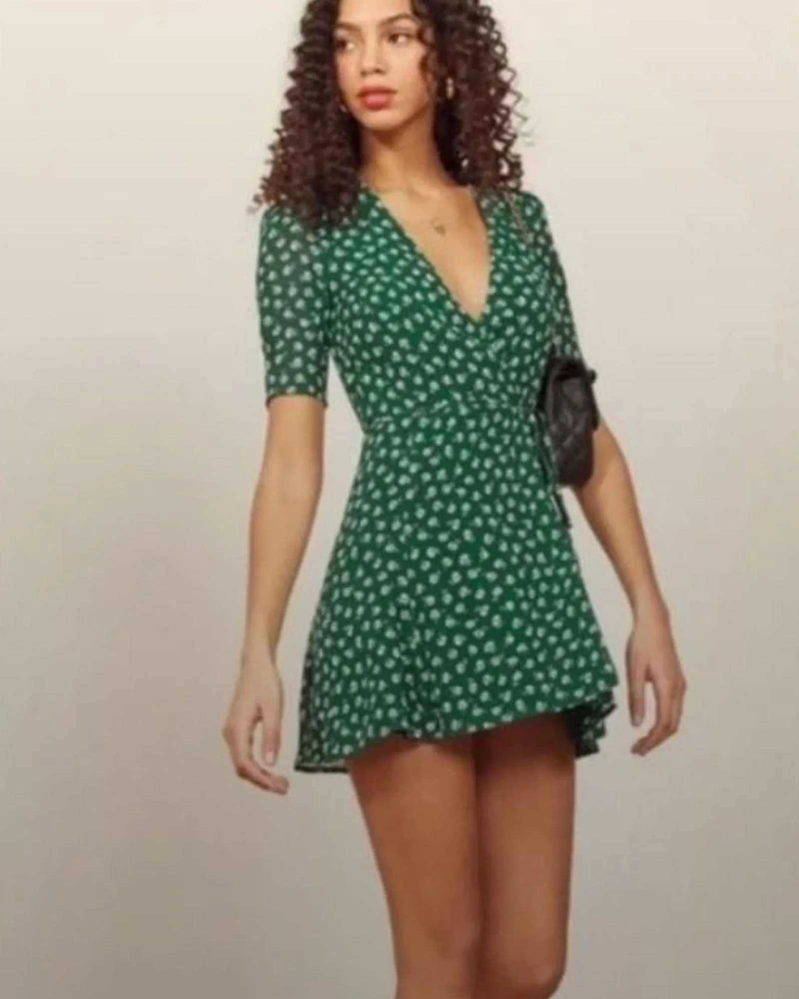 Short Sleeve Wrap Mini Dress