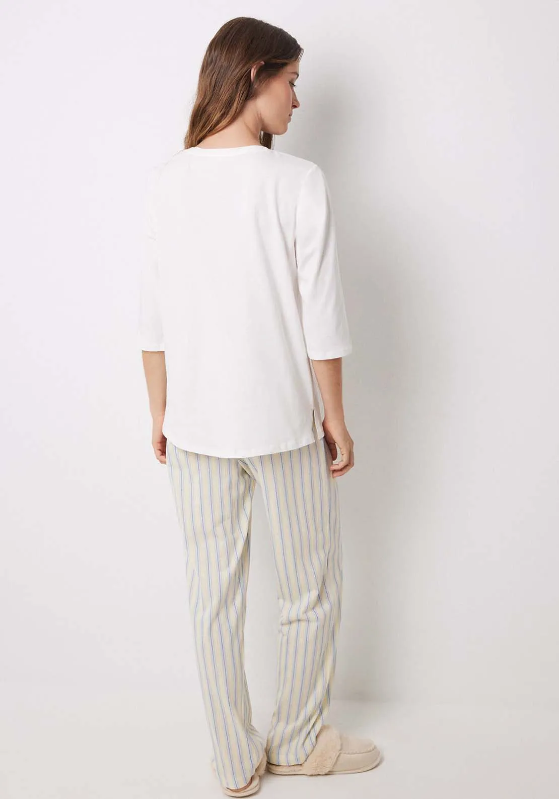 Short Sleeves Long Pant Pyjama - Medium Blue
