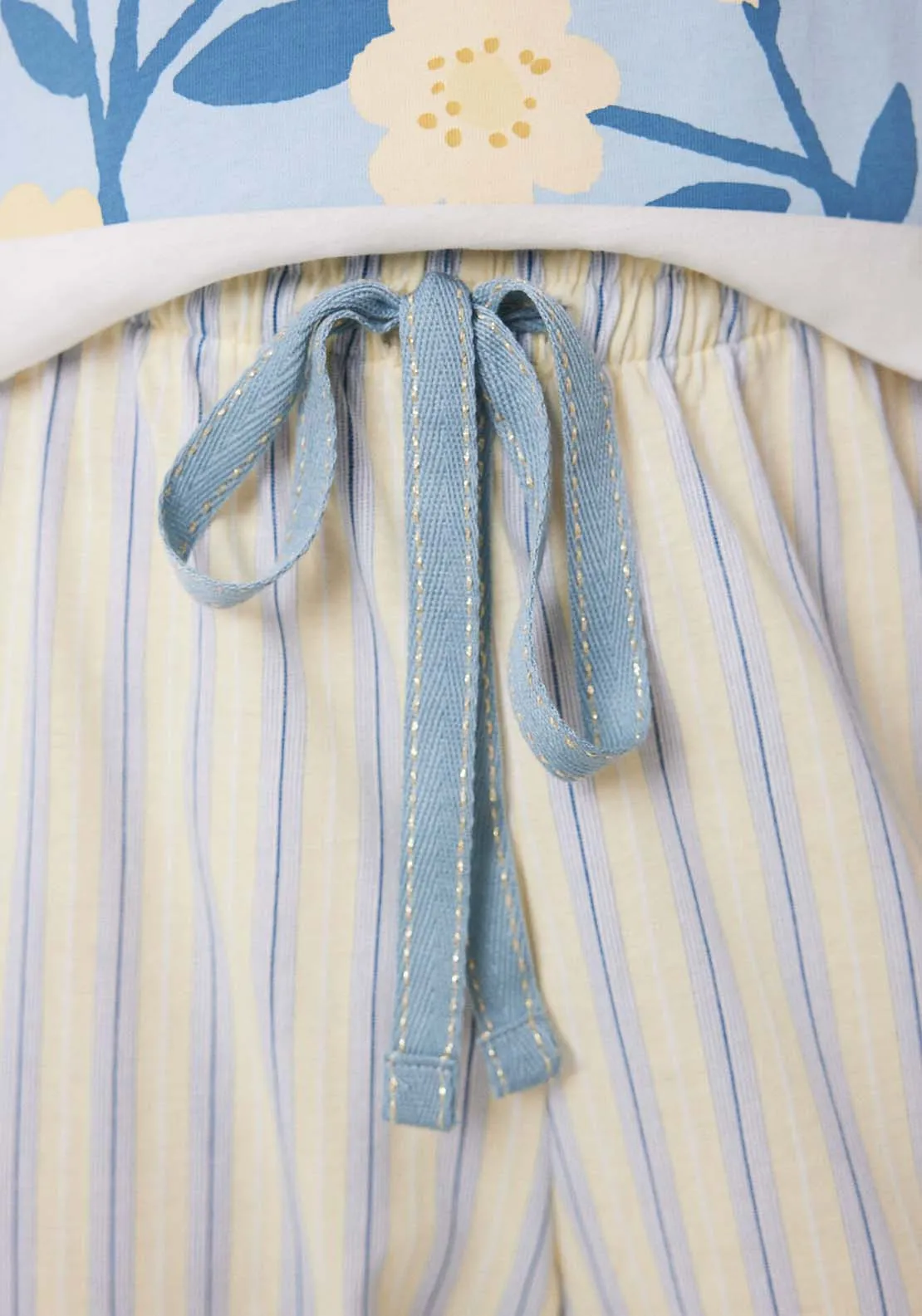 Short Sleeves Long Pant Pyjama - Medium Blue