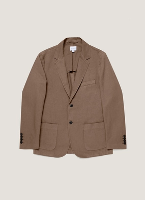 Shotgun Men's Cotton Linen Unstructured Blazer in Dark Tan Outdoor Fit Men's Cotton Linen Unstructured Blazer in Dark Tan