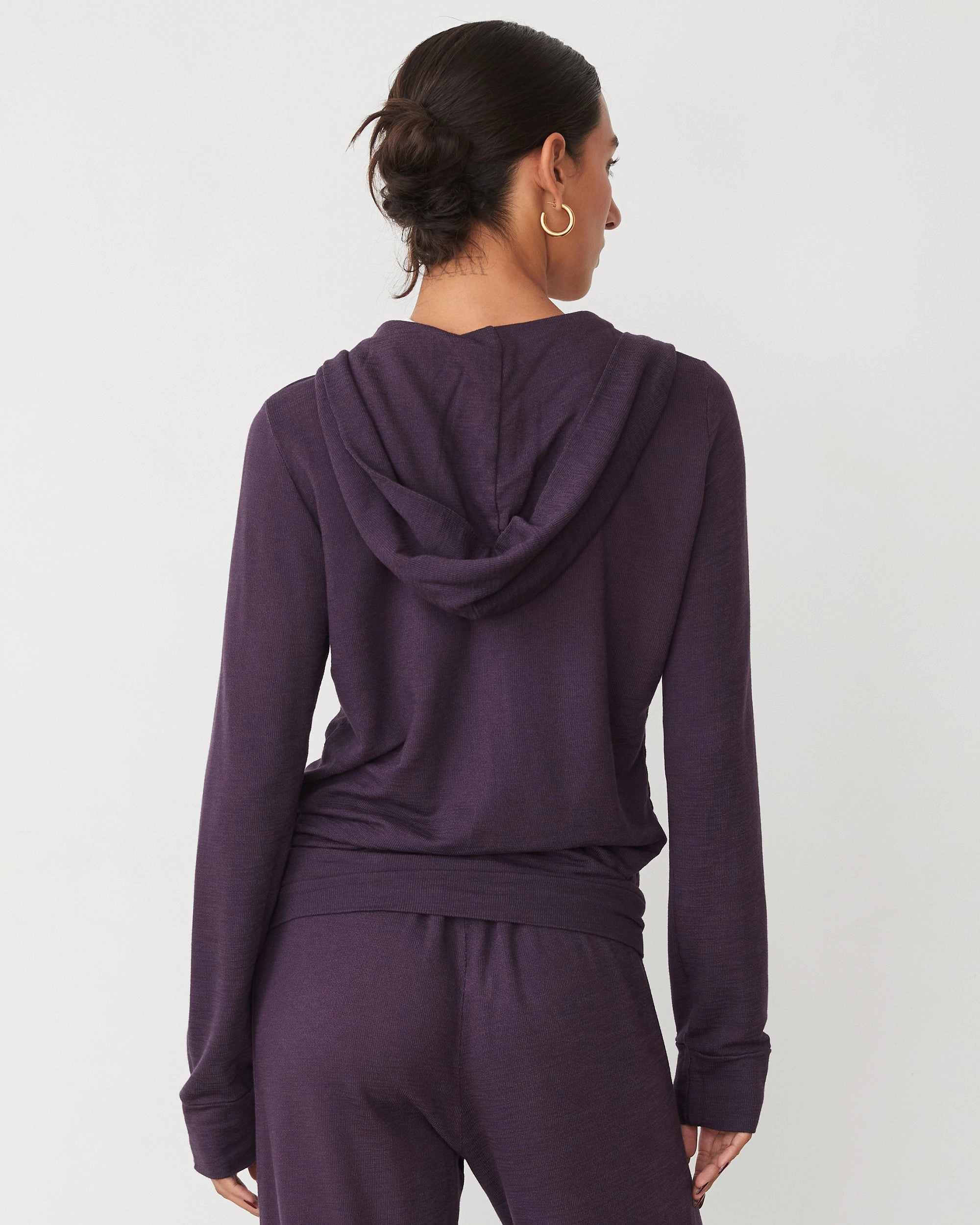 Supersoft Zip Up Hoody DoubleLayeredShoulders Ribbed Hem