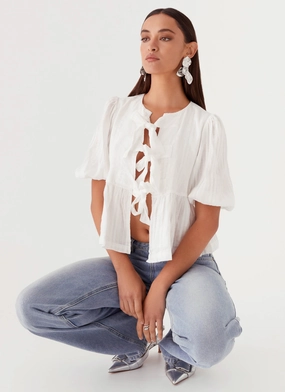 ShrinkResistant Knit Western Wind Tie Top - White WindproofBarrierTechnology Western Wind Tie Top - White