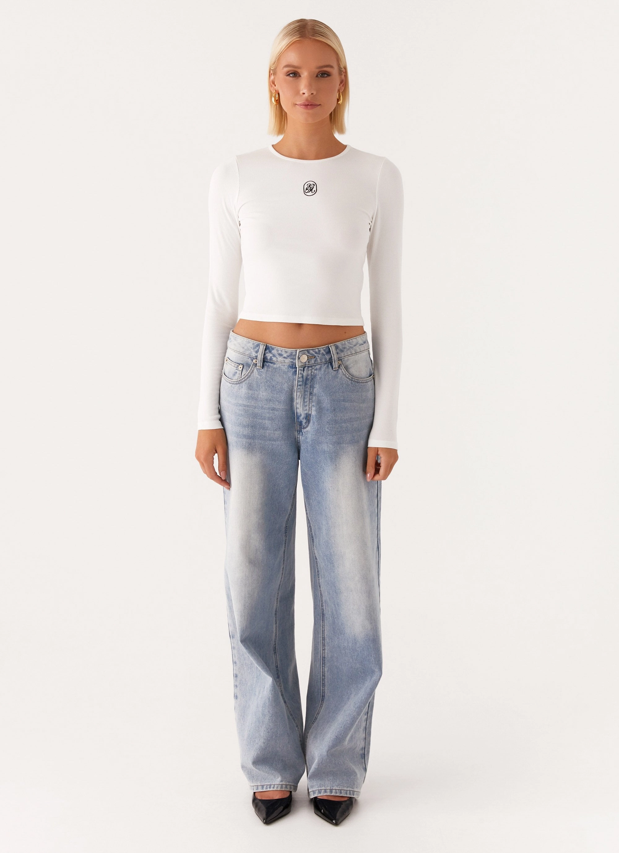 Signature Monogram Long Sleeve Tee - Off White MeshLining
