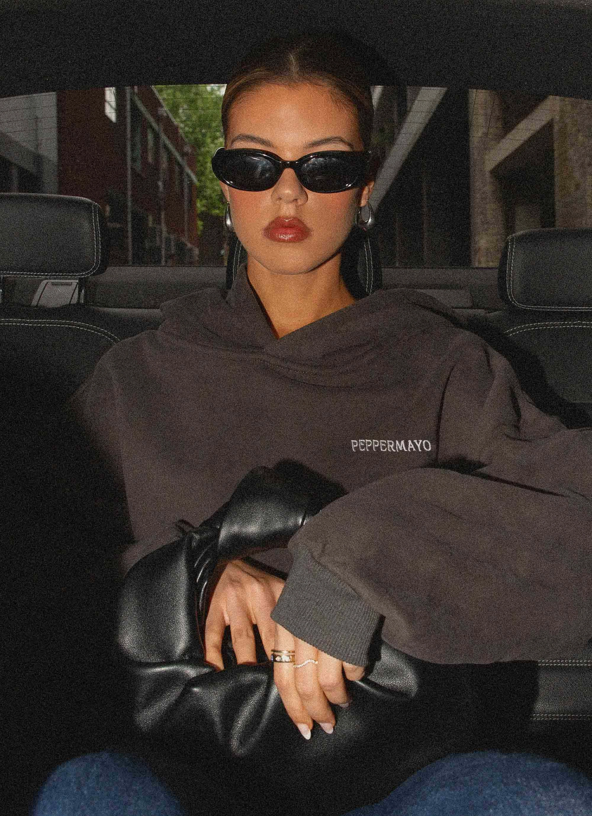 Gentle Fit Cozy Loopback Fabric Signature Oversized Hoodie - Charcoal