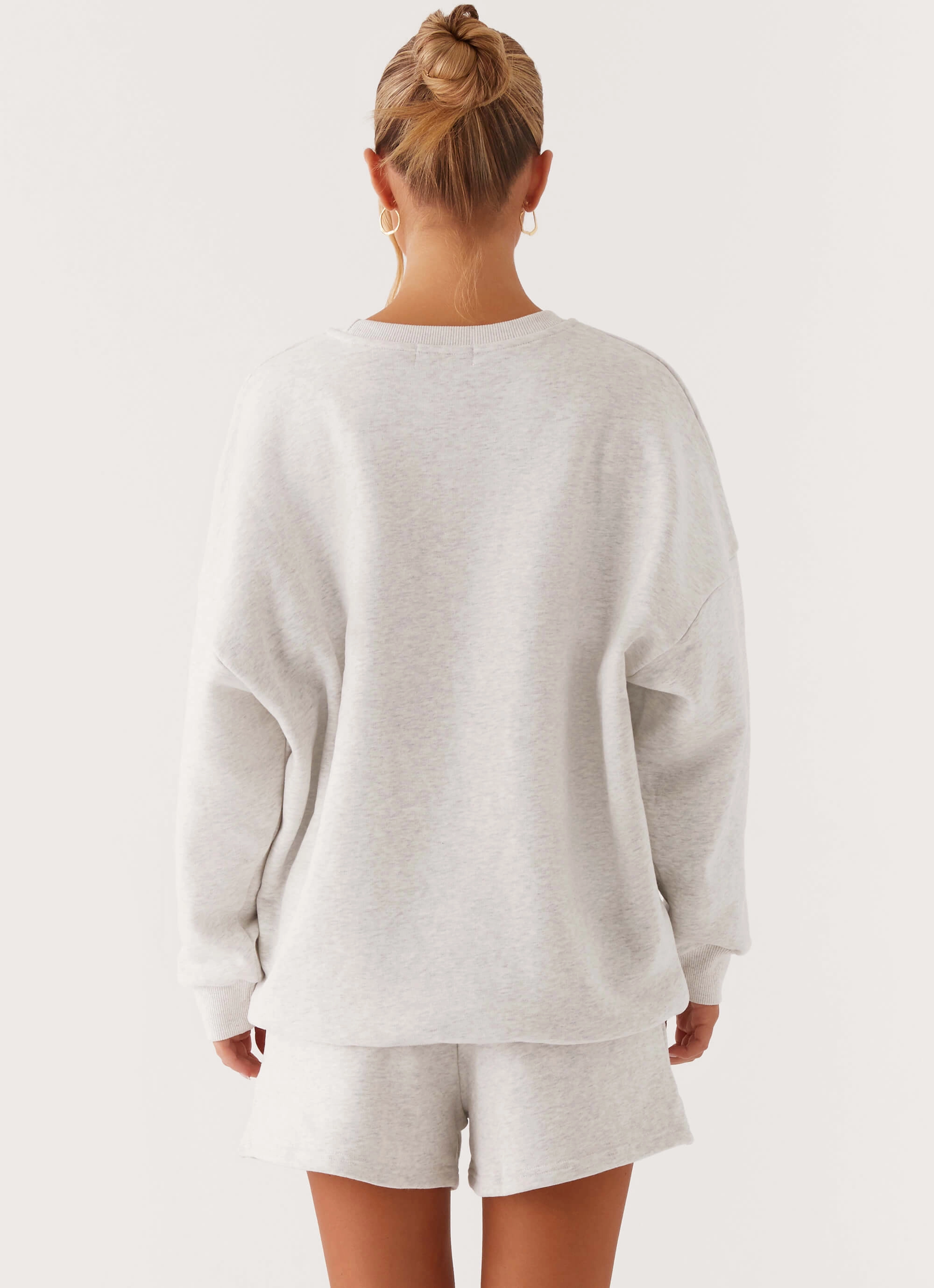 Jacquard Pattern Signature Oversized Sweatshirt - Grey