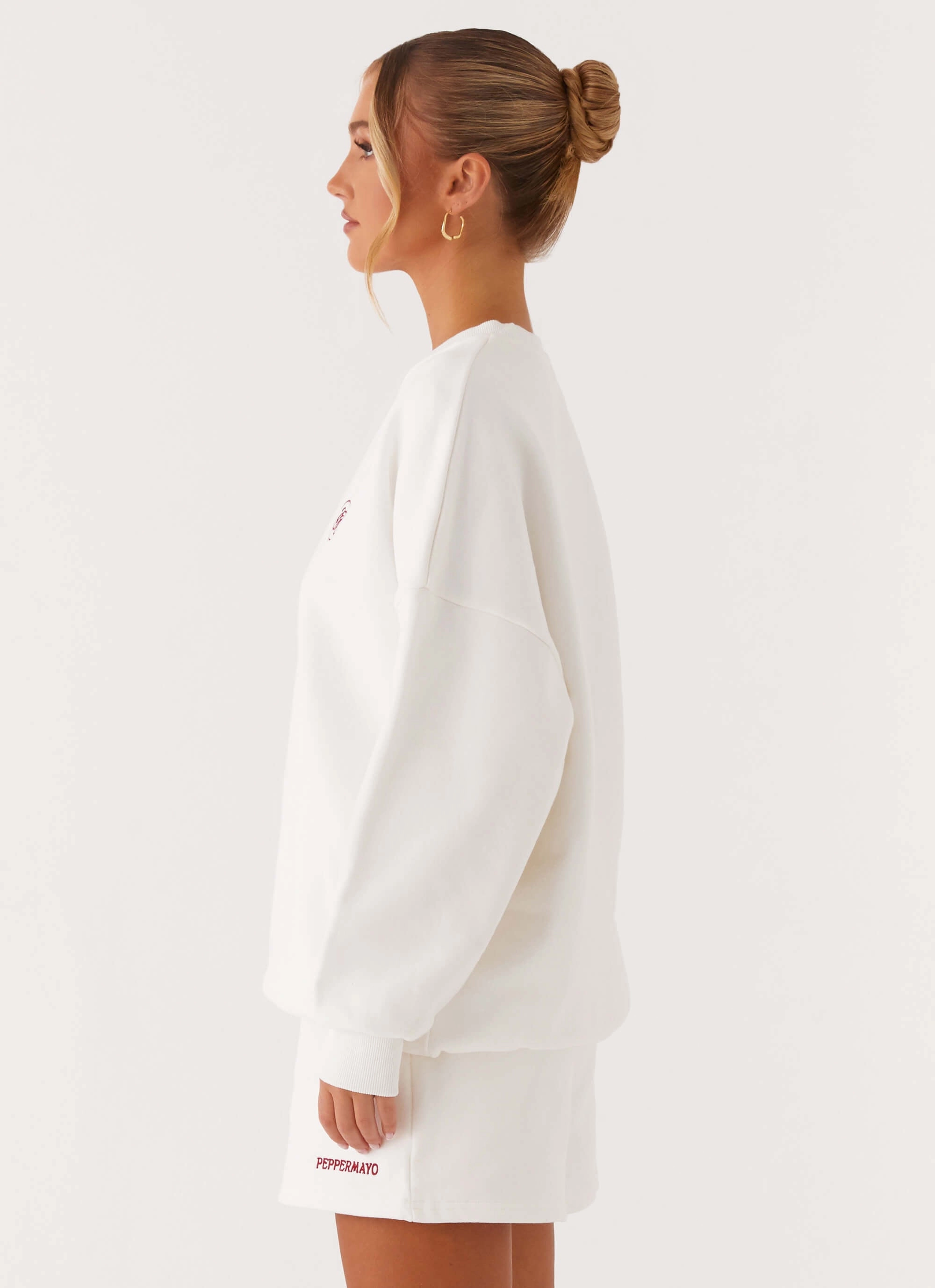 Oversized Collar Style Multi purpose design Signature Oversized Sweatshirt - Ivory