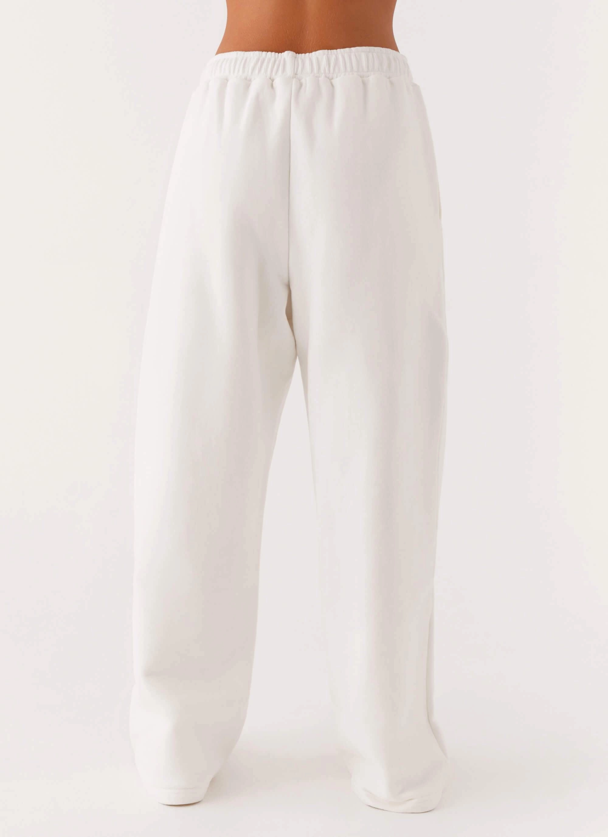 Signature Sweatpants - Ivory Non Tapered Leg Stretch Flex