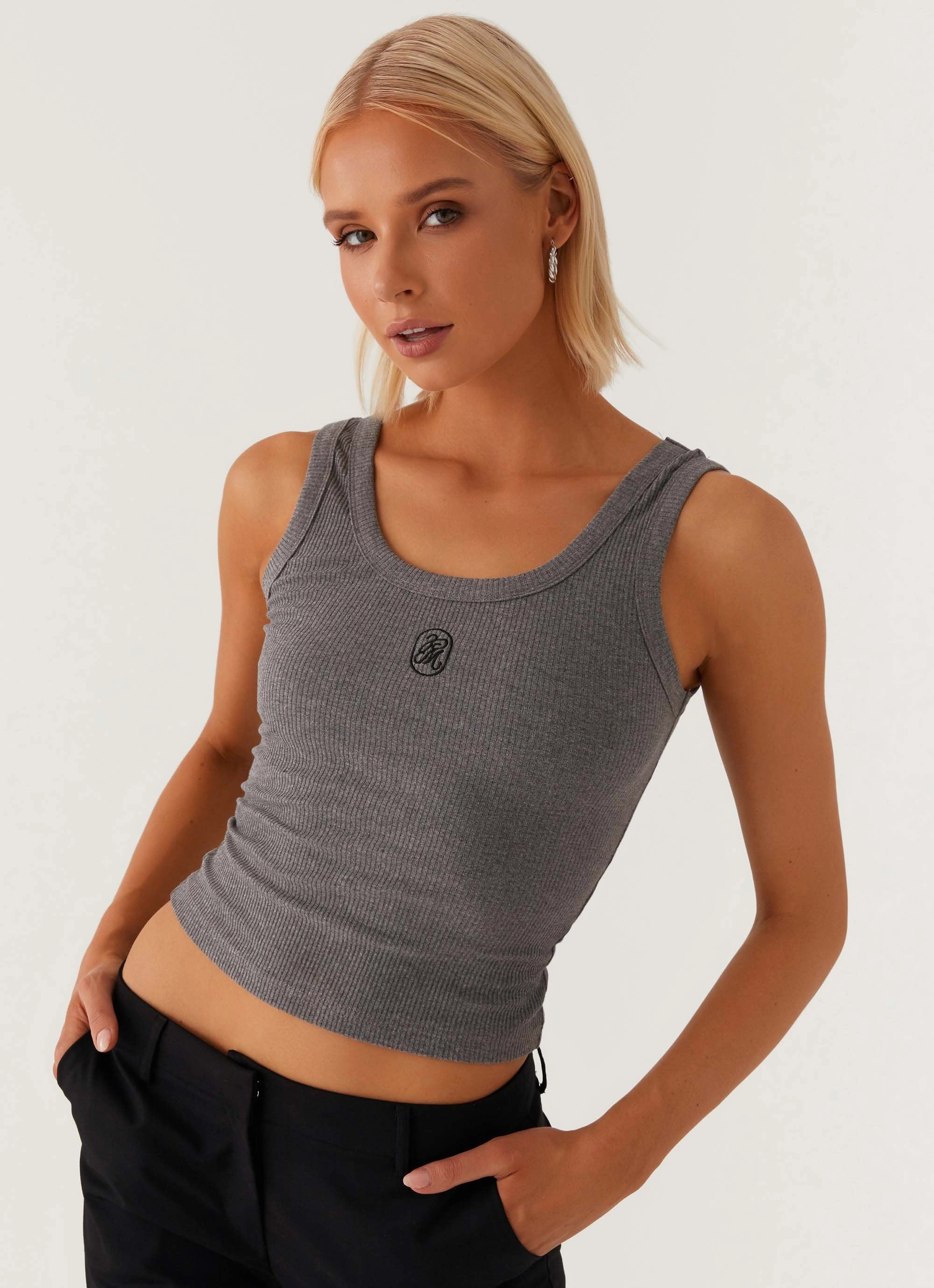 Signature Tank Top - Dark Grey Marle SnagResistant Fabric
