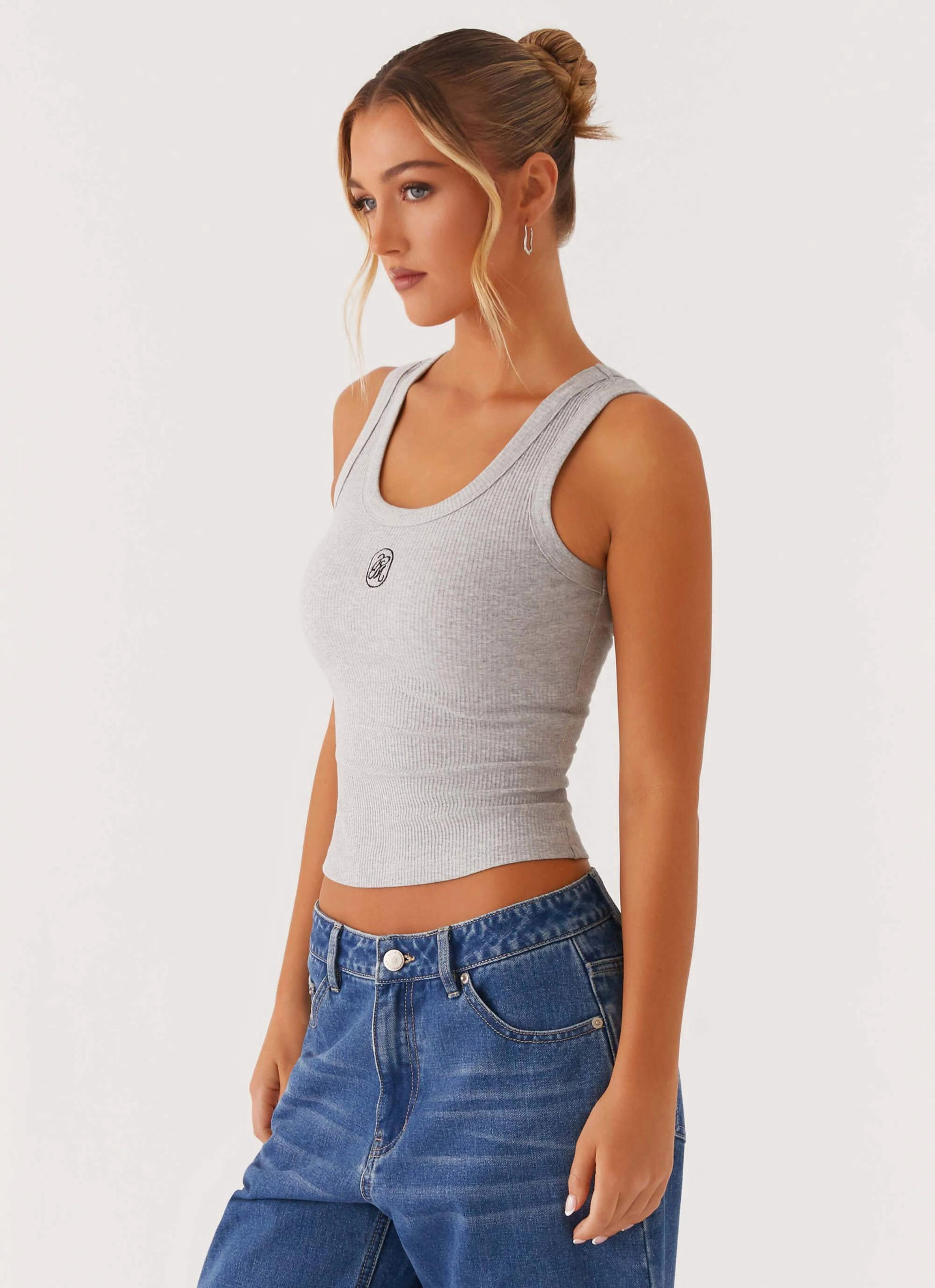 AntiPilling Surface Signature Tank Top - Light Grey Marle