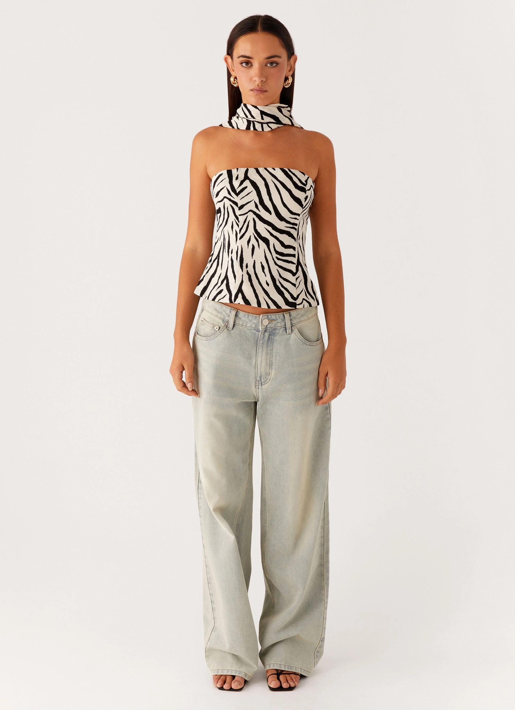 Smooth Stitching Anais Scraf Top - Zebra