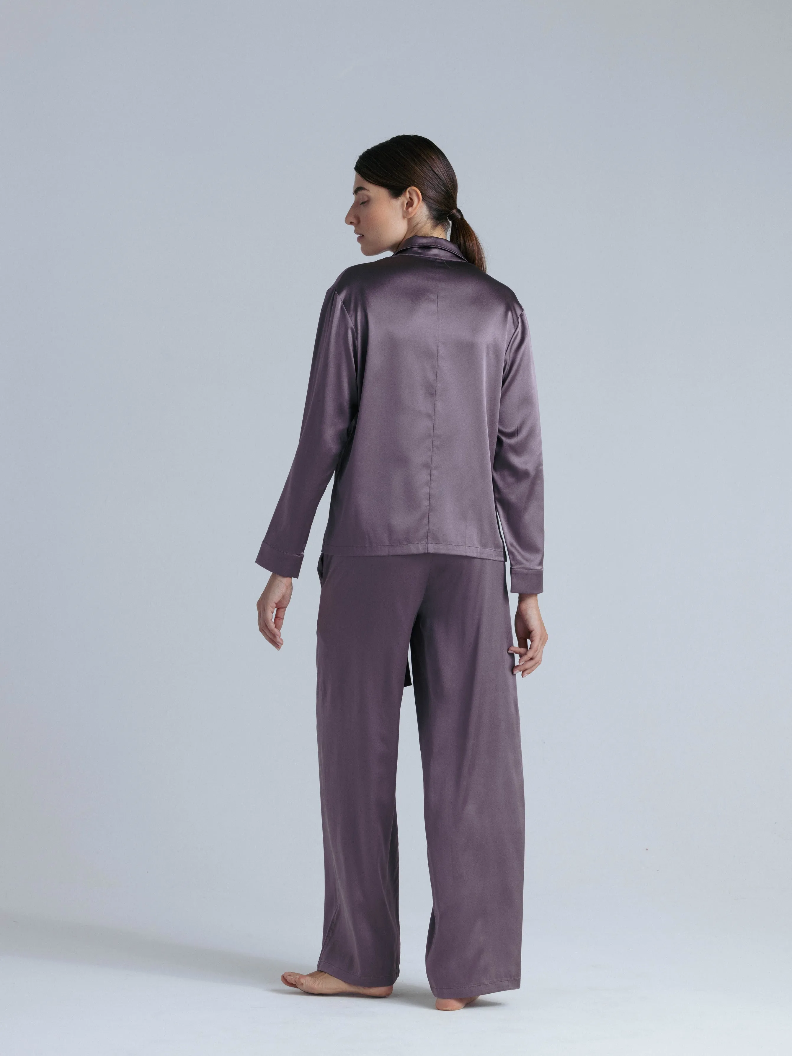 Silk Two Piece Pants Set 'Tyche' in Noble Purple