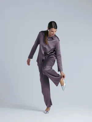 Silk Two Piece Pants Set 'Tyche' in Noble Purple