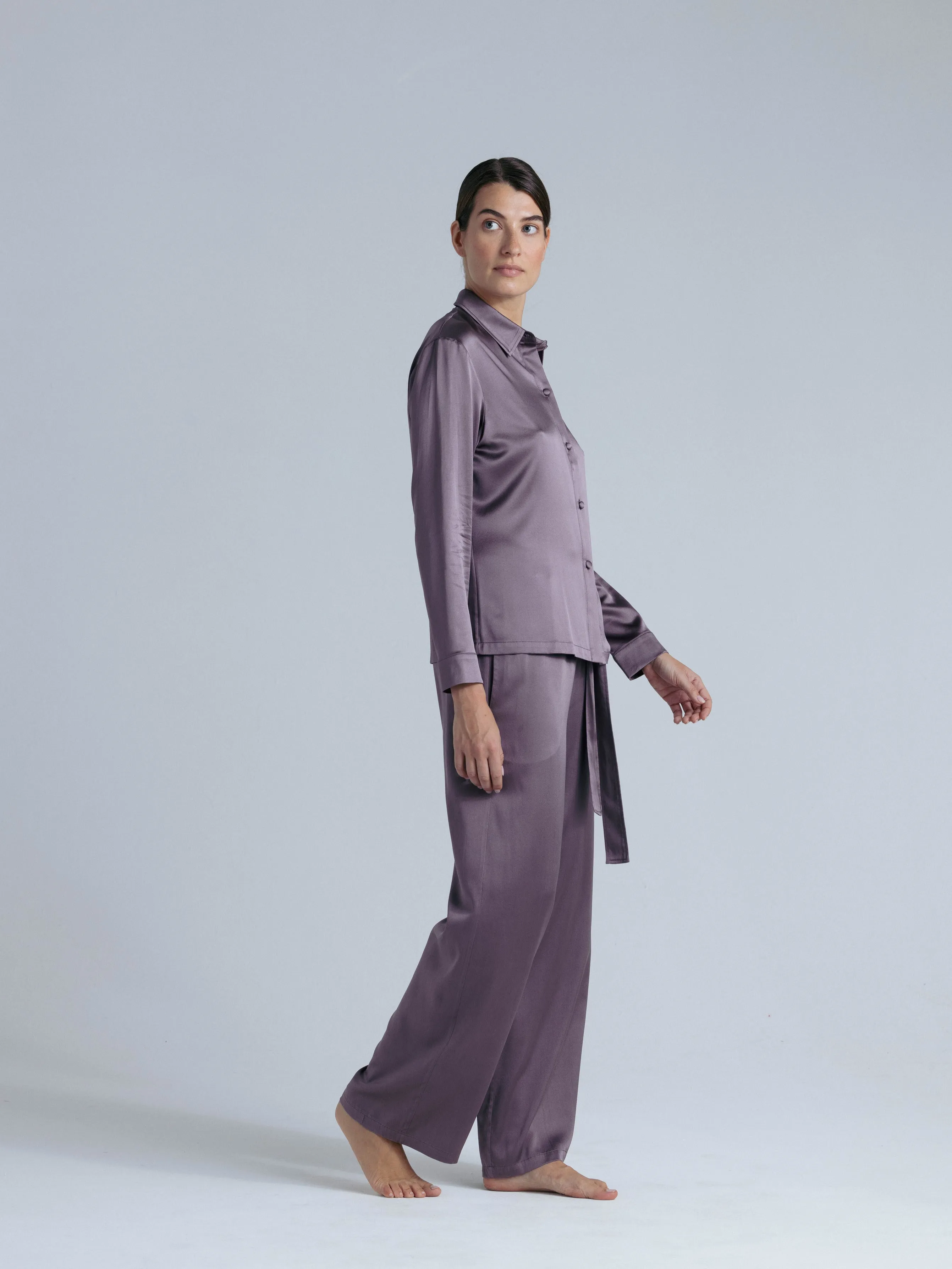 Silk Two Piece Pants Set 'Tyche' in Noble Purple