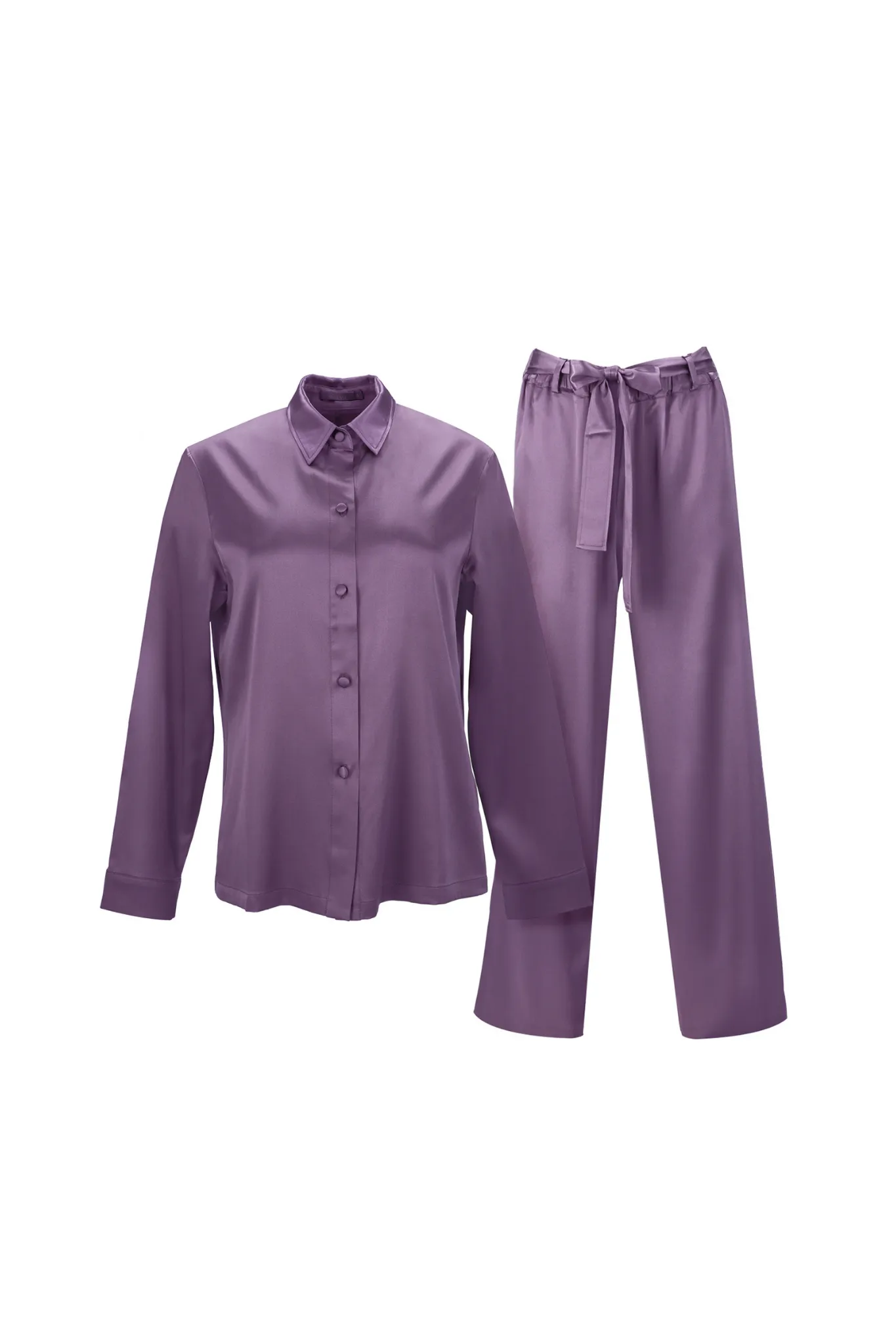 Silk Two Piece Pants Set 'Tyche' in Noble Purple