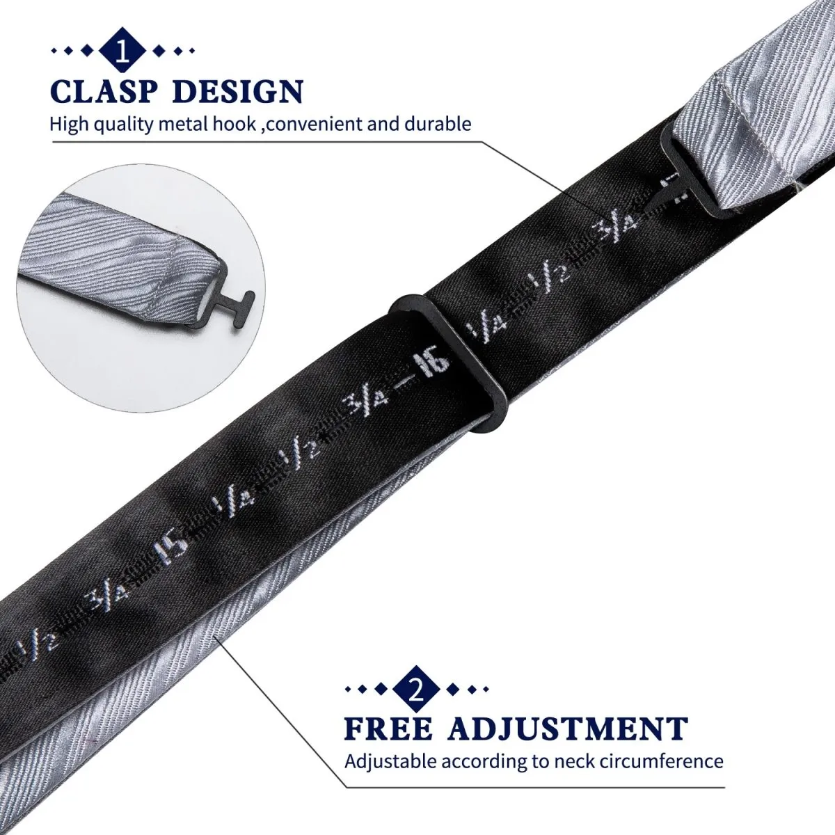 Silver Stripes Matching Bowtie Set (4pc)