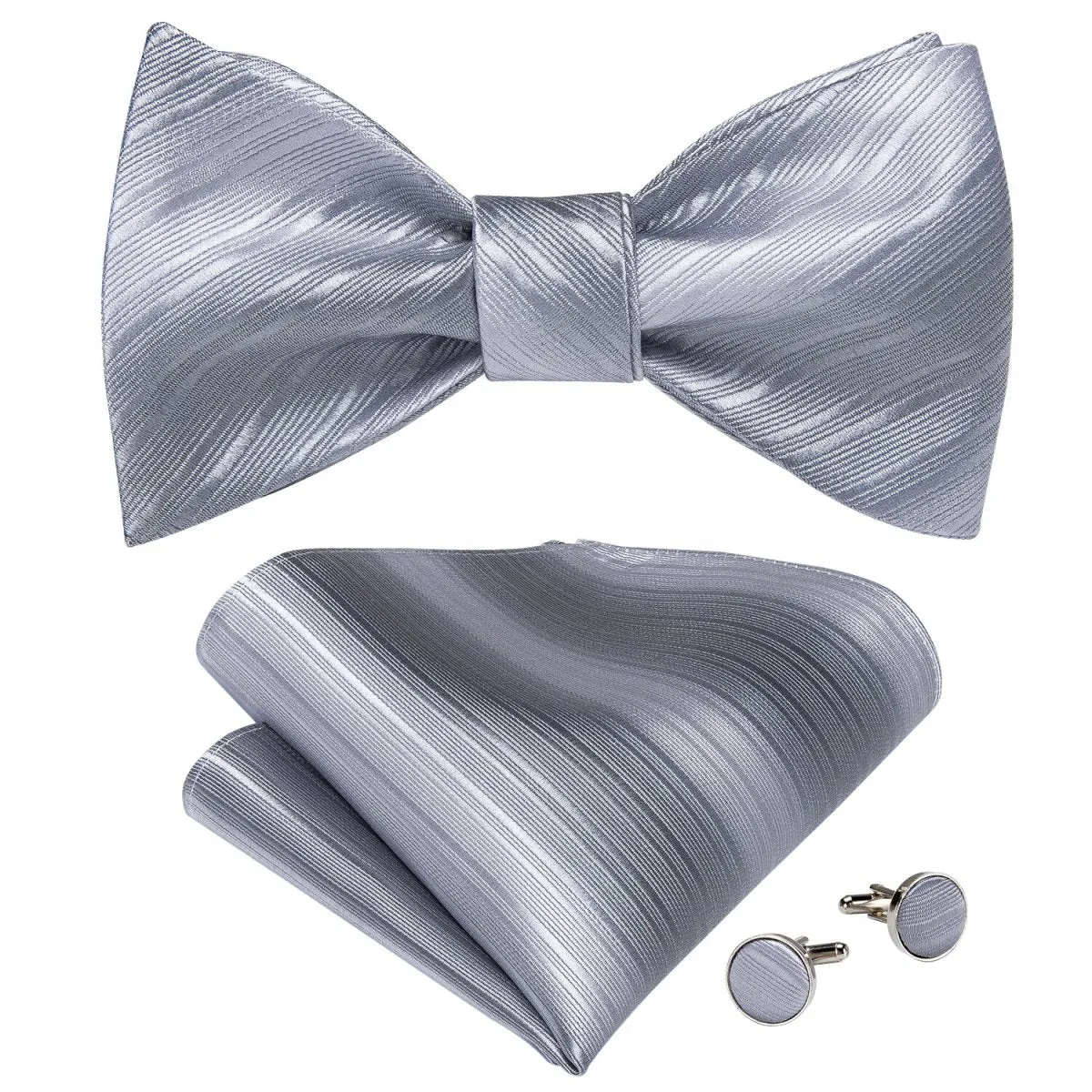 Silver Stripes Matching Bowtie Set (4pc)
