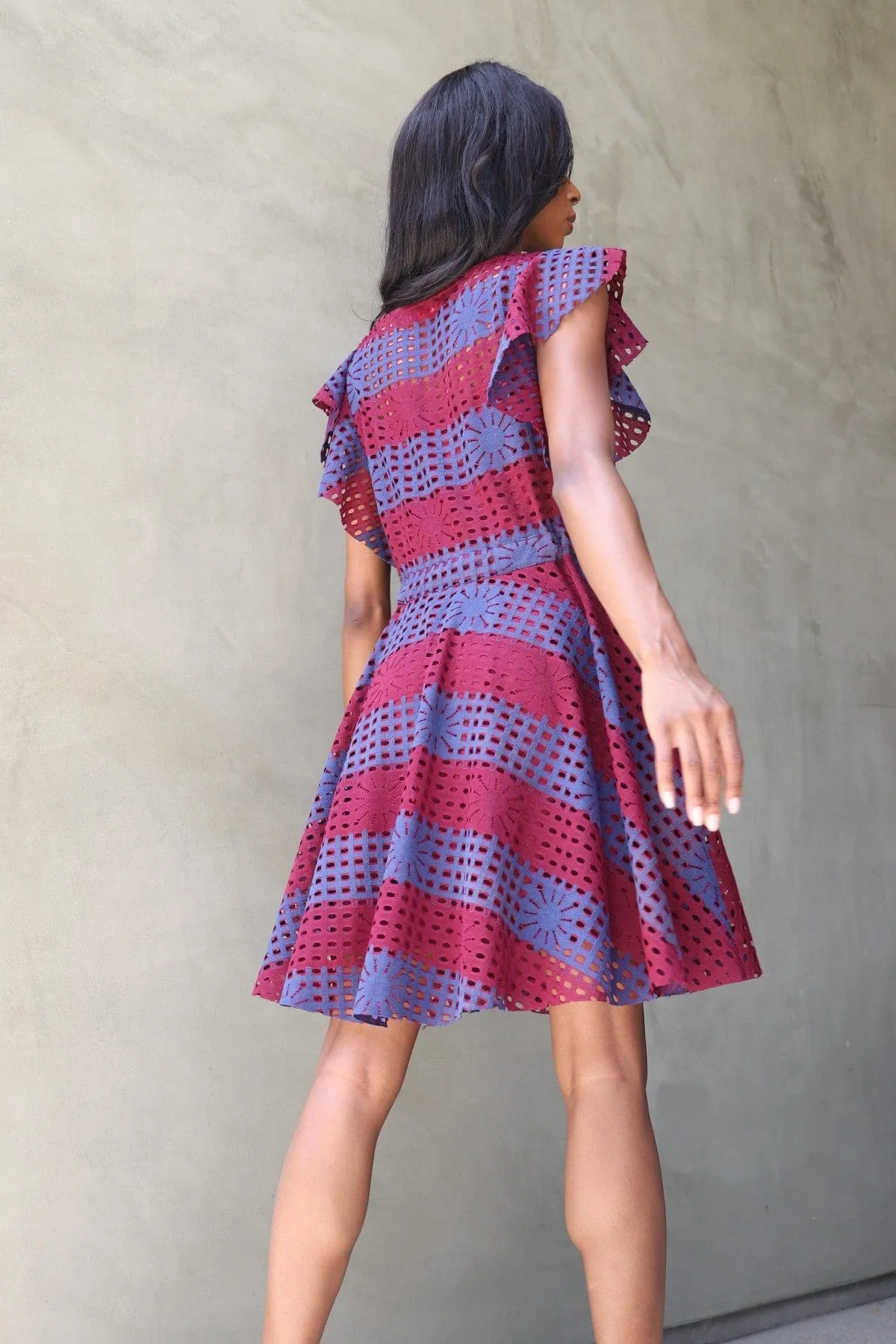 Simona Dress - Wine Stripe Versatile occasion dress
