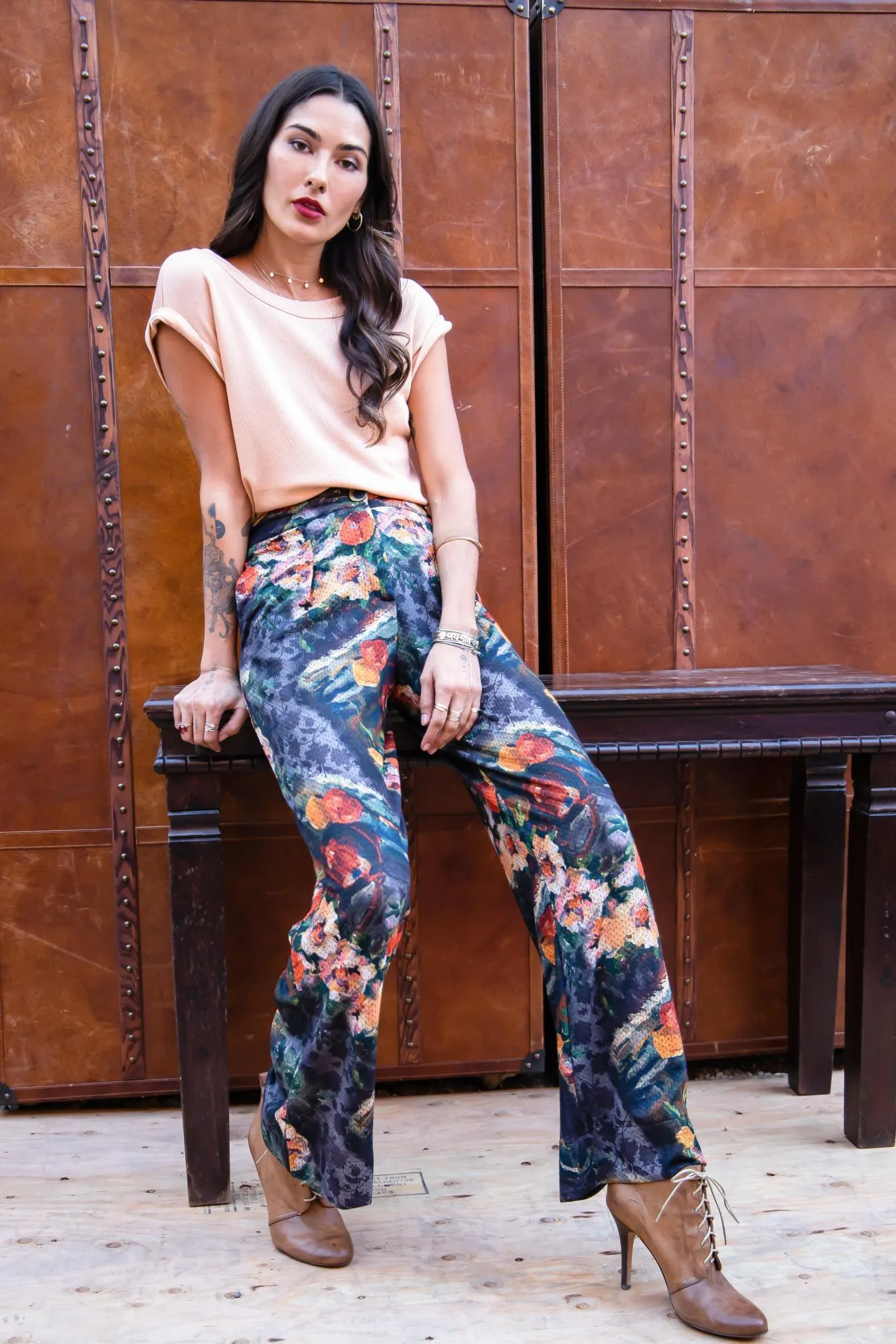 Fashionable Design Active Layer Simone Floral Knit Pants - Monet
