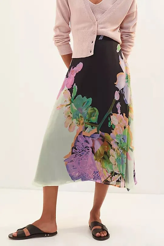 Delicate Texture Local Artisan Floral Midi Skirt - Orchid Bloom