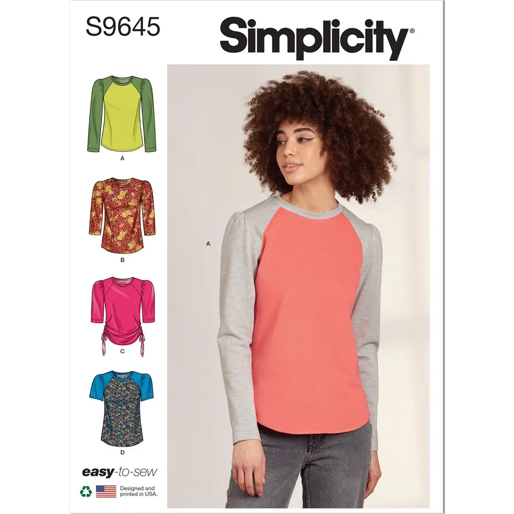Simplicity Sewing Pattern S9645 Misses' Knit Tops