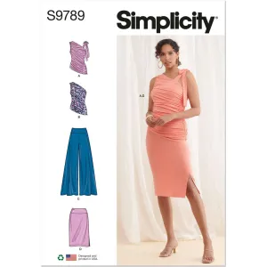 Simplicity Sewing Pattern S9789 Misses Knit Tops, Pants and Skirt
