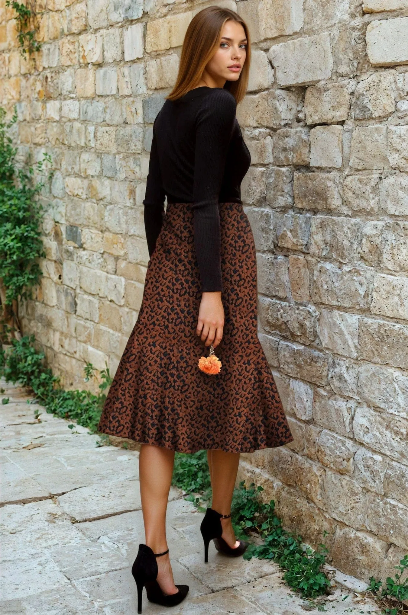 Linen blend Lucilla Skirt - Mocha Fierce