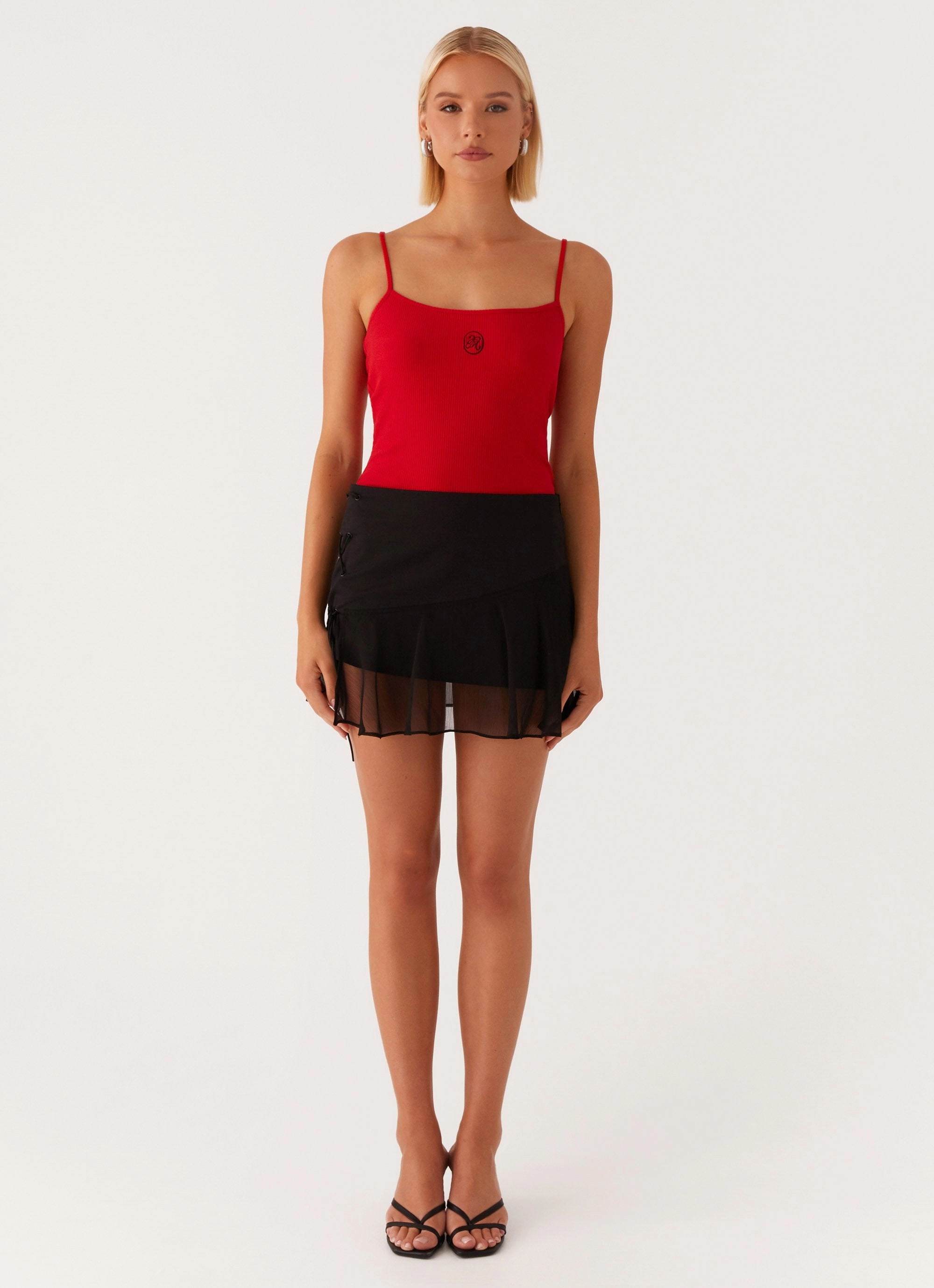 Anti Cling Finish Sleek Cut Siobhan Tie Side Mini Skirt - Black