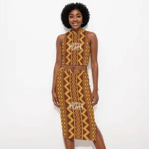 Sixty Eight 93 Logo White Women's Tank Top & Split High Skirt Set #3