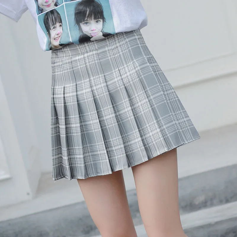 Skirt Pleated High Waist Women Summer Plus Size A-Line Student Skirt