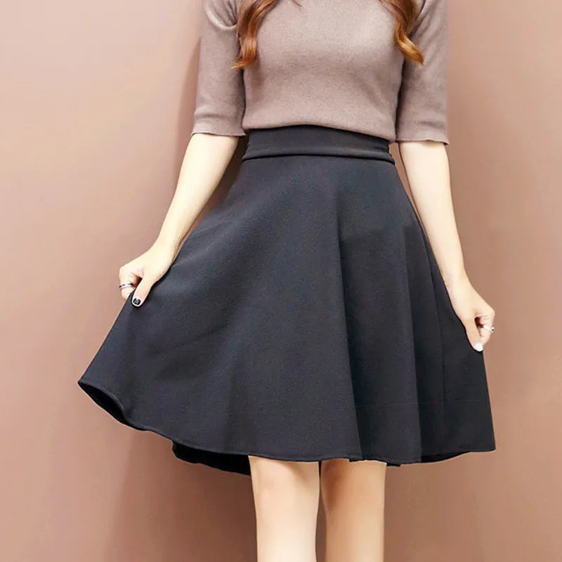 Skirt Plus Size High Waist Anti-Exposed Flare Pleated Skirt