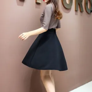 Skirt Plus Size High Waist Anti-Exposed Flare Pleated Skirt